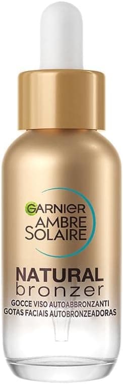 Garnier Gocce Viso Autoabbronzanti Natural Bronzer, Per un'Abbronzatura Naturale e Luminosa, A Rapido Assorbimento, Azione Idratante, Con Acido Ialuronico e Acqua di Cocco, Ambre Solaire, 30 ml