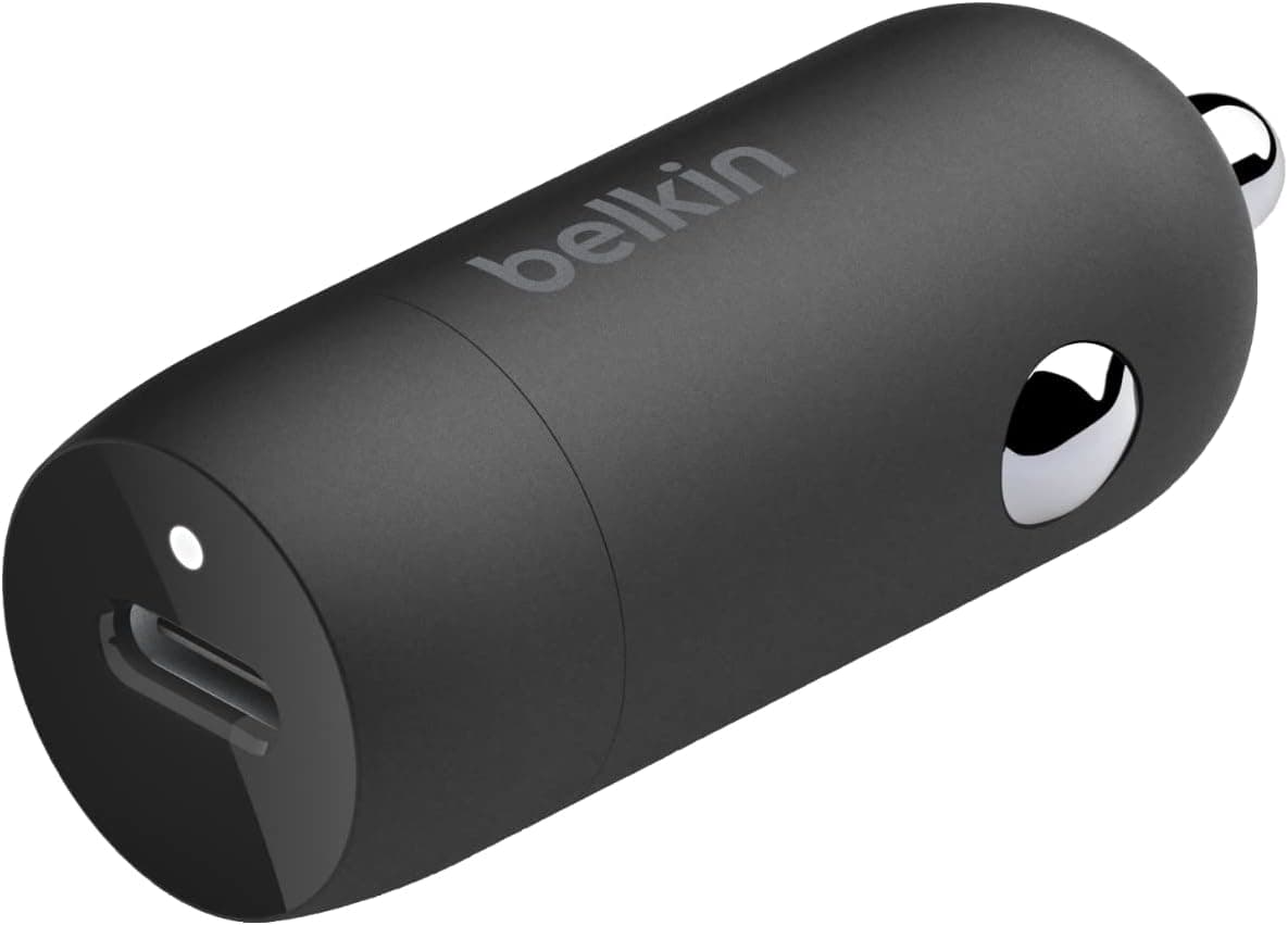 Belkin BoostCharge Caricabatteria da auto rapido da 30 W, design compatto con porta USB-C PD, caricatore auto USB C, compatibilità universale per iPhone 16, 15, 14, Galaxy S24, S23, Note, iPad, Pixel