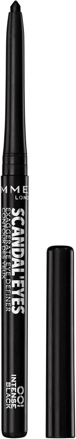 Rimmel London ScandalEyes Exaggerate Eye Definer, Matita Occhi Automatica Waterproof a Lunga Durata dal Colore Intenso e Tratto Ultra Preciso, 001 Intense Black - 0.35g
