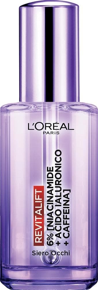 L'Oréal Paris Siero Contorno Occhi Revitalift Filler, Azione Rimpolpante e Anti-rughe, Con 2,5% di Acido Ialuronico+Caffeina, Con Applicatore Triplo Roller, 20 ml