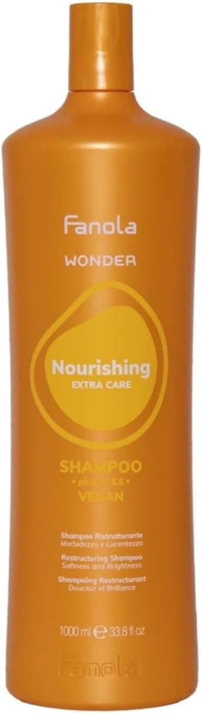 Fanola Wonder Shampoo Nourishing Extra Care, Shampoo Ristrutturante per Capelli Fini Secchi, Crespi e Trattati ad Azione Delicata, per Capelli Morbidi e Luminosi senza Siliconi, 1000 ml