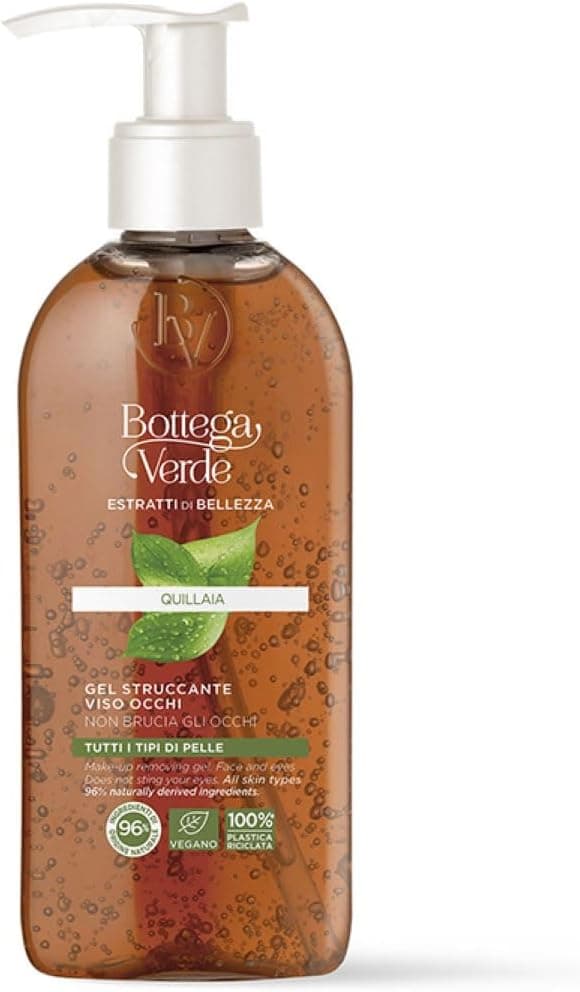 Bottega Verde - Estratti di Bellezza, Gel Struccante Viso e Occhi, 200 ml, con Quillaia per una Azione Detergente Naturale, Non Brucia gli Occhi, Formula Delicata, per Tutti i Tipi di Pelle