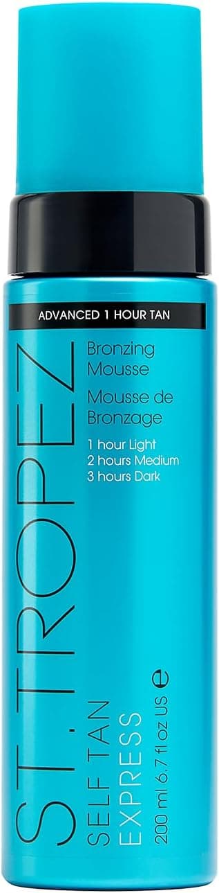 St.Tropez Mousse autoabbronzante Express, ad azione rapida, si sviluppa in 1-3 ore, finitura senza striature, vegana, naturale e cruelty free, 200 ml