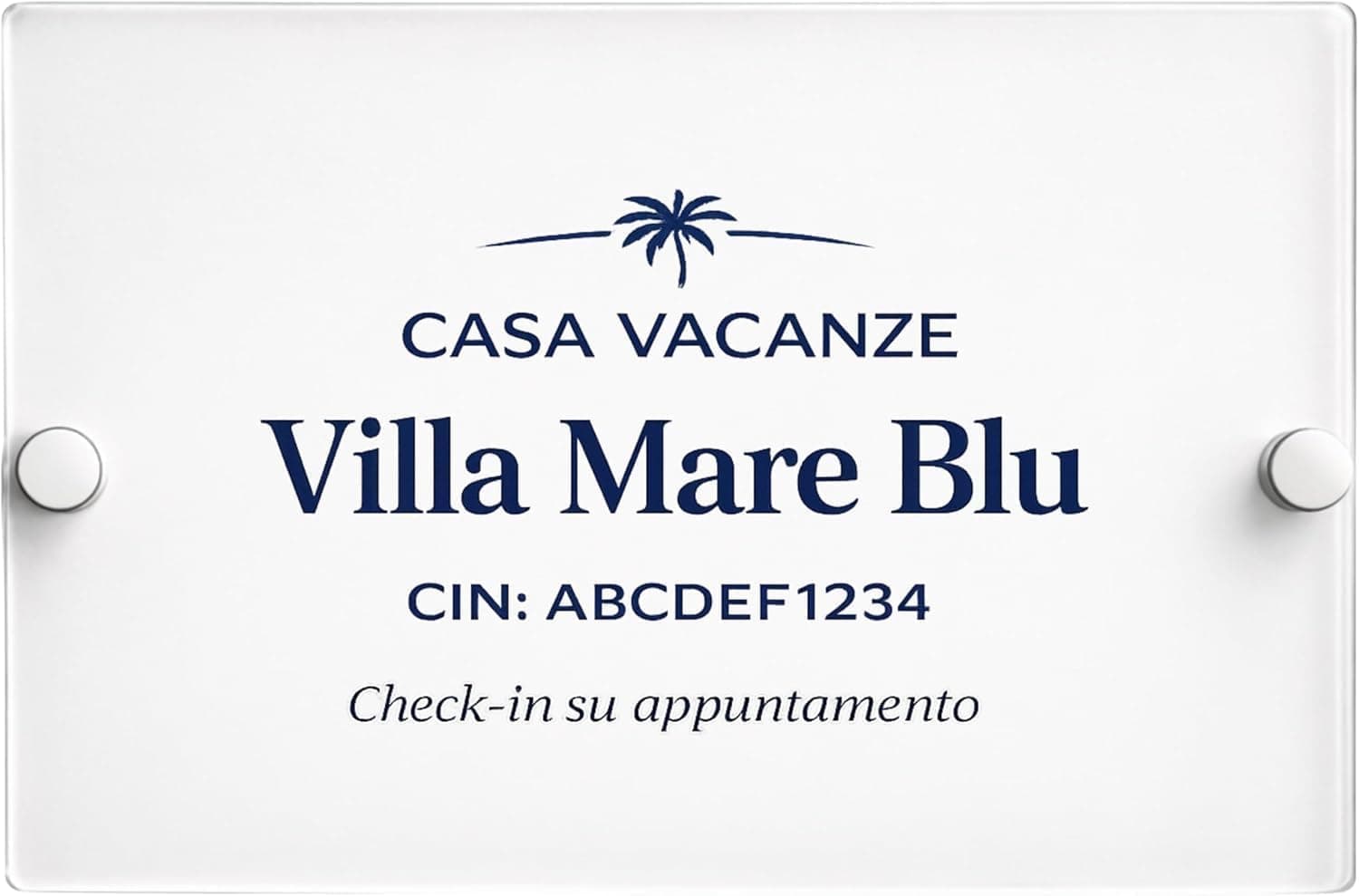 Targa Casa Vacanze Personalizzata in Plexiglass con Nome Struttura e targhetta cin - Targa da Esterno per Ingresso B&B, Affitti Brevi e Locazioni Turistiche - Plexiglass 3 mm Stampa UV (15x10)