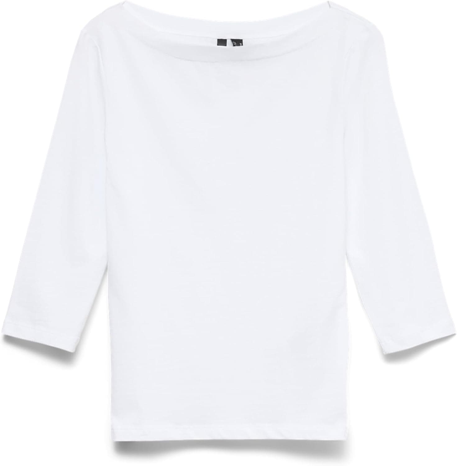 VERO MODA Donna Maglietta Elasticizzato a Manica 3/4, Scollo a Barca, Top Aderente, Manica Lunga.