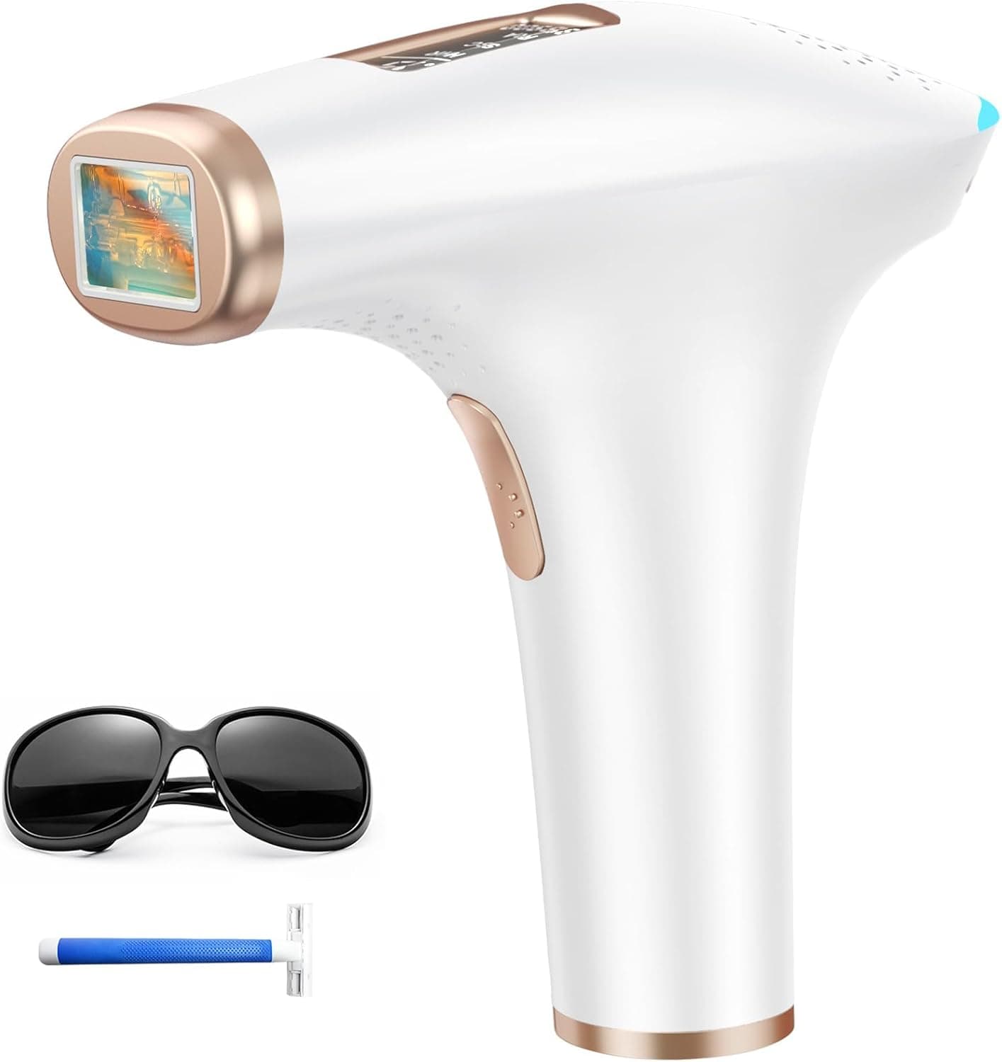 Haarlosy Epilatore Luce Pulsata Indolore IPL, 999.900 Flash per Uso Epilatore Laser 3 IN 1 con Finestra 5cm², 9 Livelli Regolabili per Donna e Uomo Viso, Ascelle, Gambe, Corpo GLY01 (Bianco)