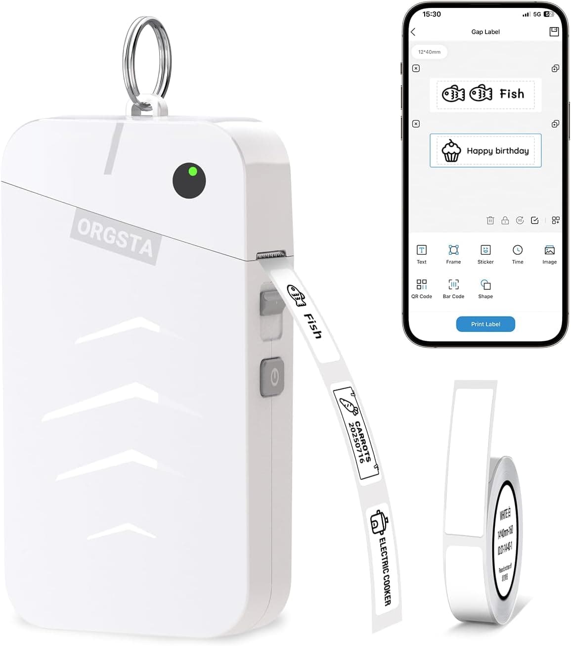 ORGSTA S001 Etichettatrice Etichette Adesive Stampante Bluetooth Mini Termica Portatile Stampa Printer per Casa Ufficio, Scuola, Giocattolo Regalo di Compleanno e Natale Personalizzate Lable Maker