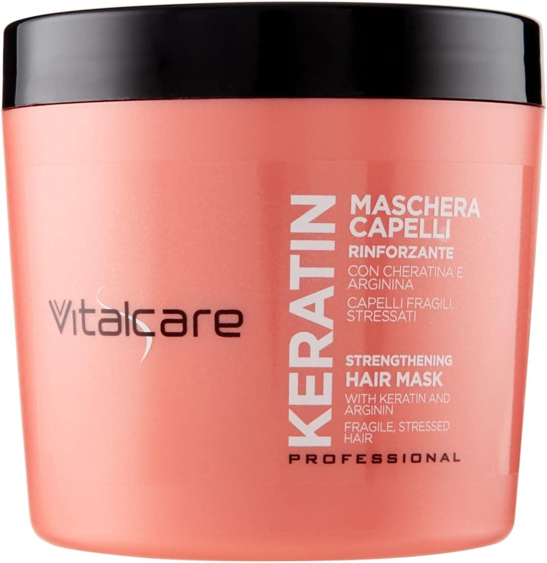 Vitalcare | Keratin - Maschera Capelli Rinforzante, per Capelli Fragili e Stressati, con Cheratina e Arginina, per Capelli più Forti e Morbidi, 500 ml