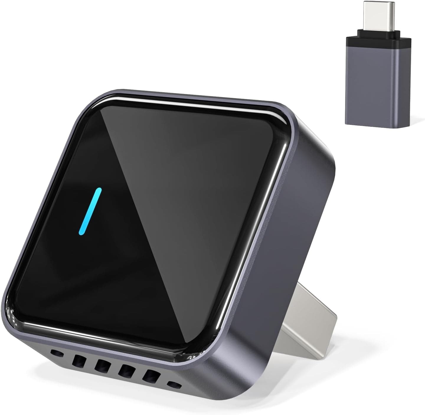 Adattatore CarPlay Wireless per iPhone, Trasforma CarPlay cablato in wireless, Formato mini con adattatore da USB-A a USB-C, Connessione stabile e senza ritardi