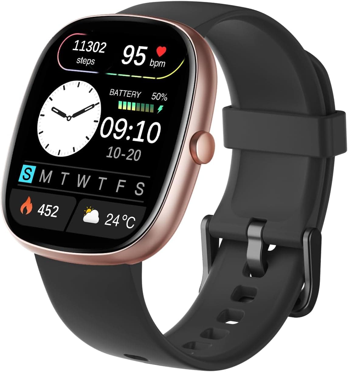 HUAKUA Smartwatch Uomo Donna Risposta Chiamate Orologio Contapassi da Polso Cardiofrequenzimetro Saturimetro Orologio Fitness Sportivo Impermeabile IP68 Notiche WhatsAPP Smart Watch per Andorid iOS