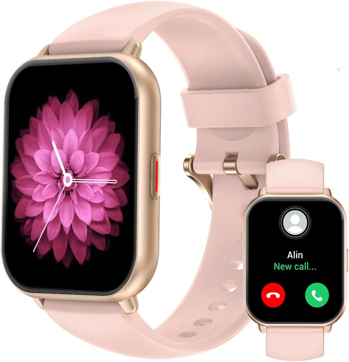 RUIMEN Smartwatch Donna Chiamate Bluetooth Musica Orologio Sportive Contapassi da Polso Cardiofrequenzimetro Saturazione Ossigeno Fitness Tracker Ciclo Mestruale Controllo Sonno per Android iOS Rosa