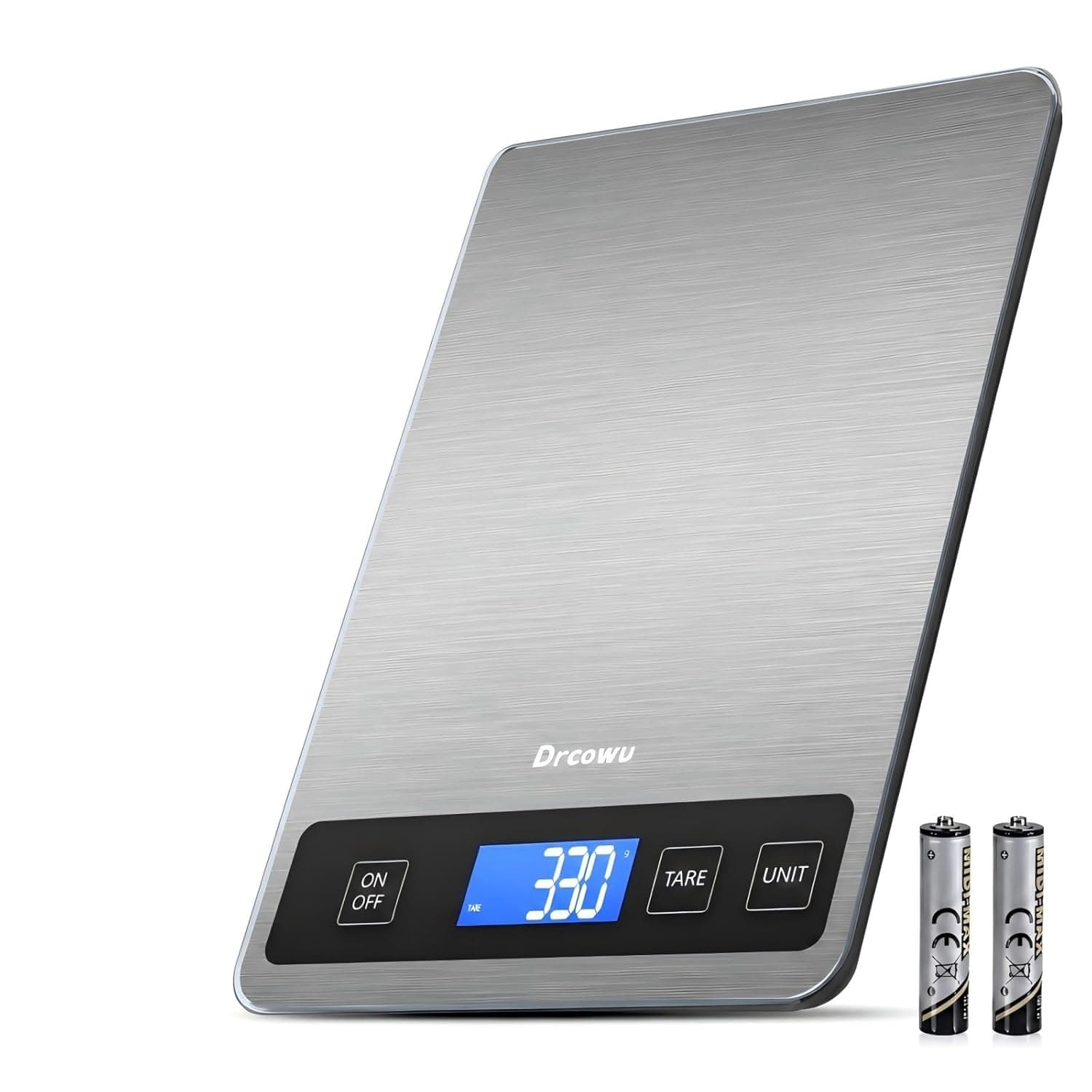 Bilancia Cucina Digitale, 15kg Bilancia da Cucina Professionale con Funzione Tare, Grande Display LCD, Alta Precisione 1g/0,1oz Pesa Alimenti, Facile da Leggere e da Usare, Argento