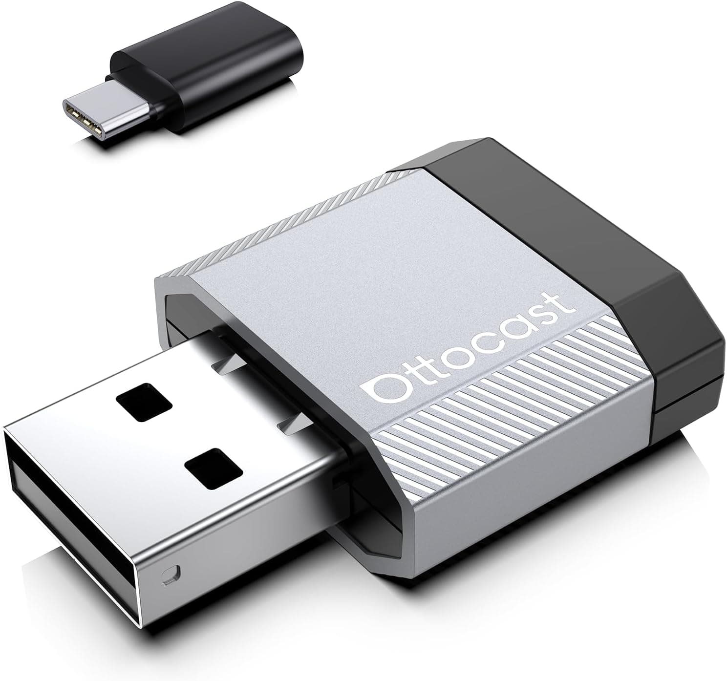 2026 Aggiornato Ottocast Mini Nova, Adattatore CarPlay e Android Auto Wireless, USB Plug & Play, Connessione Automatica, Design Compatto in Alluminio, Connessione Stabile Dual Band