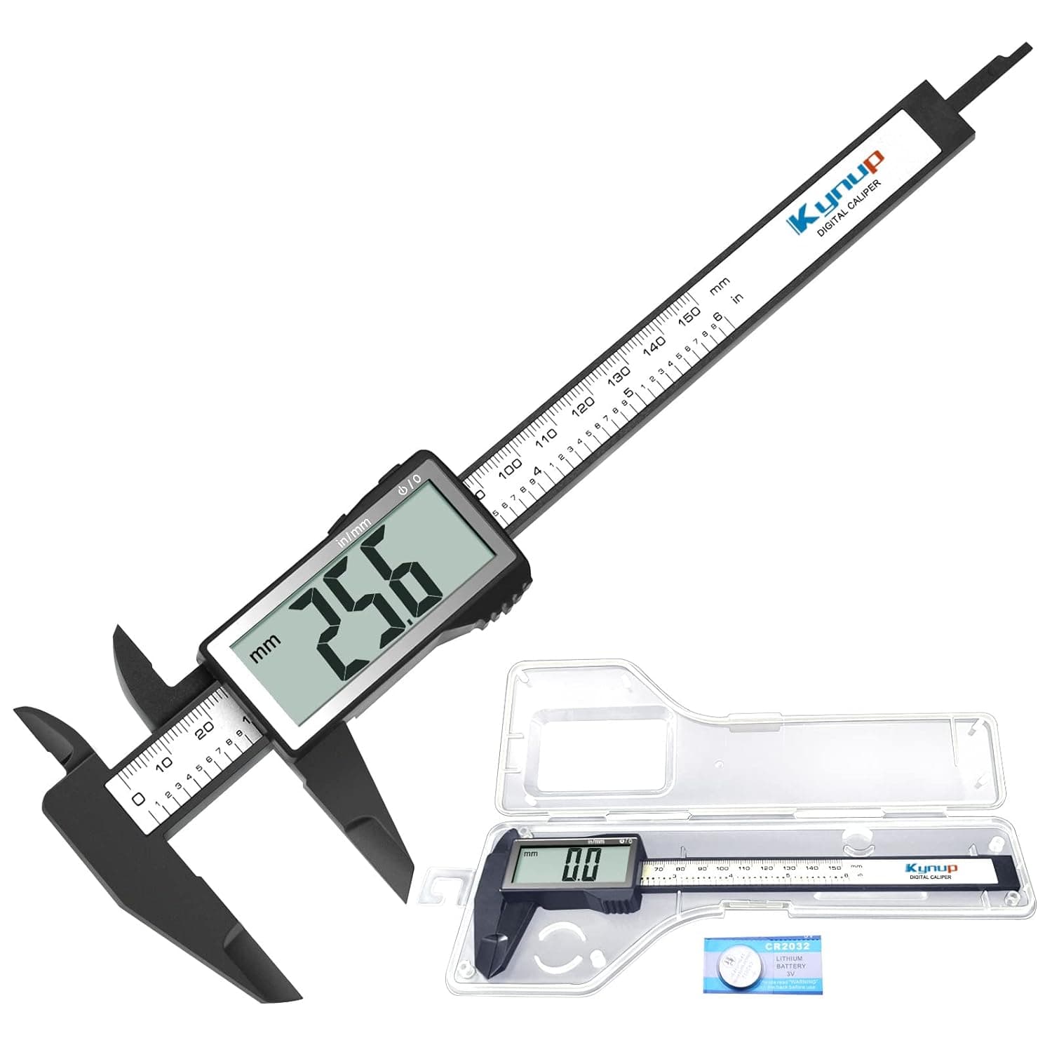 Kynup Calibro digitale di Grande Schermo LCD, Strumento di Misurazione Della Calibro da 150 mm, conversione Pollice/Millimetro, Vernier digitale leggero