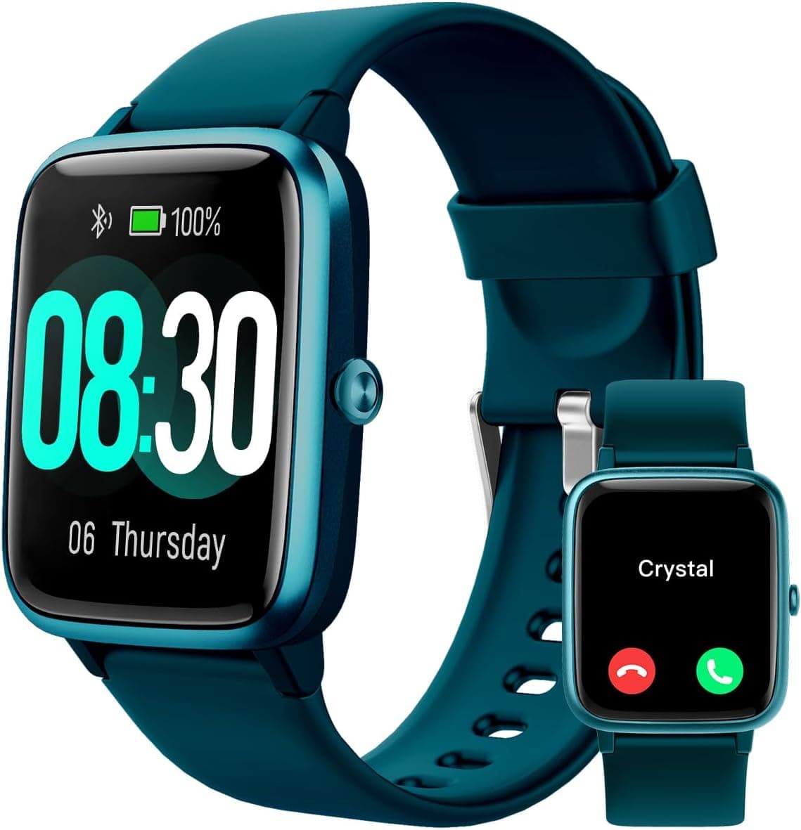 GRV Smartwatch Uomo Bluetooth Chiamate Notifiche Messaggi e WhatsAPP Touchscreen Pedometro Cardiofrequenzimetro Ossigenazione Activity Tracker Promemoria Sedentarietà Giochi per Android iOS Blu