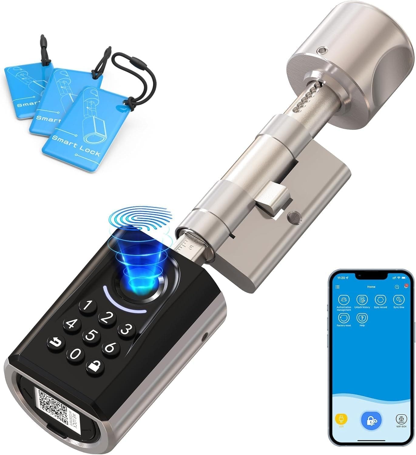 WELOCK ToucA51 Serratura Smart,Serratura Impronta Digitale,con Password,Carta RFID,Bluetooth APP e WiFi,serratura elettronica impermeabile IP65,Smart Lock Facile Installazione,Serratura Porta Blindata
