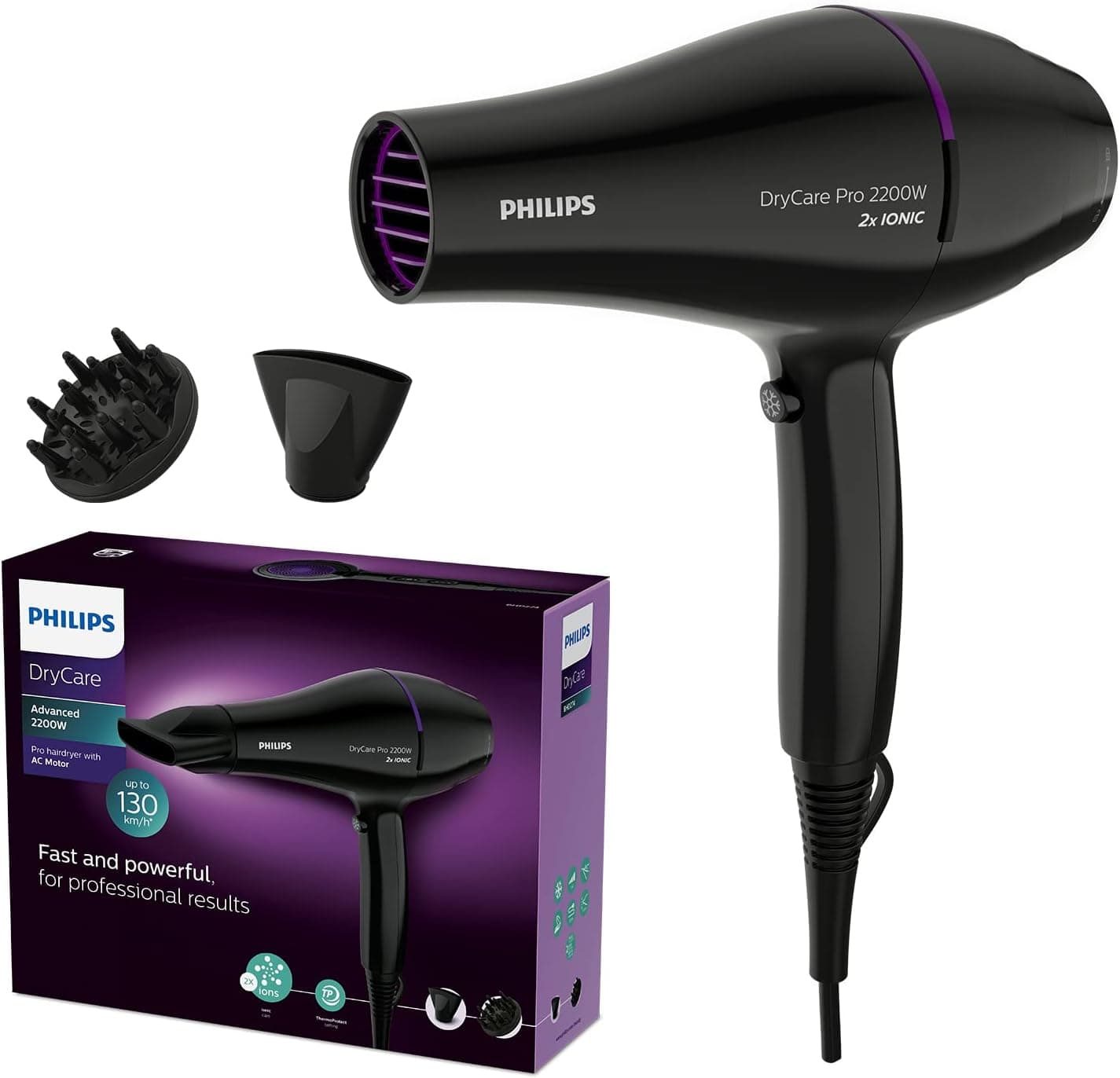 Philips Cura dei Capelli BHD274/00 DryCare Pro Asciugacapelli Professionale, 2200 W