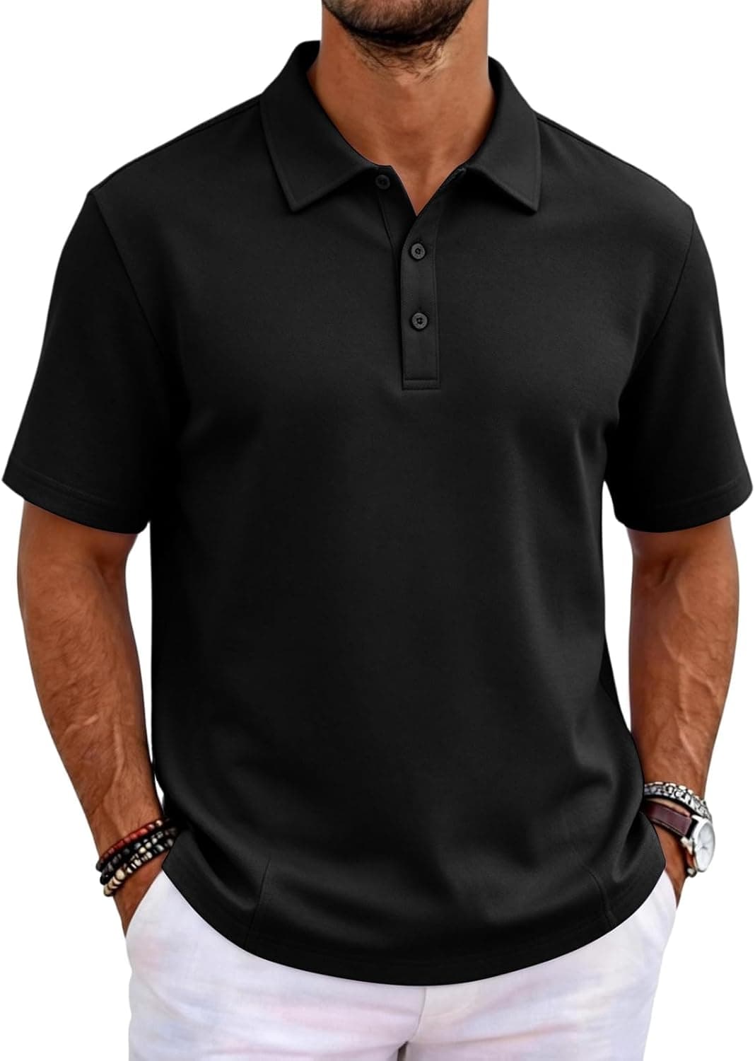 MOKBAY Polo Uomo Estiva Abbigliamento Bottoni Estive Traspirante Polo Uomo Manica Corta Golf Moda Collo Coreana Slim Fit Maglietta