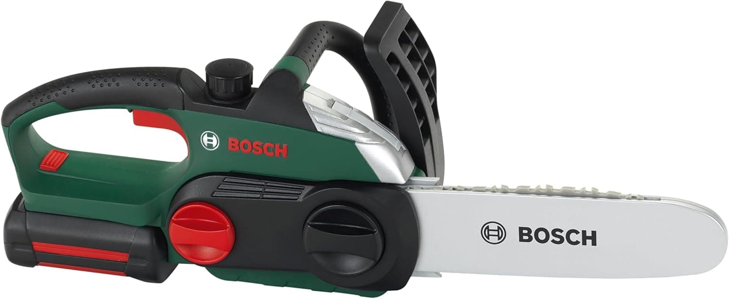 Theo Klein 8399 Motosega Bosch, Riproduzione Fedele all'originale e a Misura di Bambino, Sega a batterie con Effetti sonori e Luminosi, Giocattolo per Bambini a Partire dai 3 Anni di età