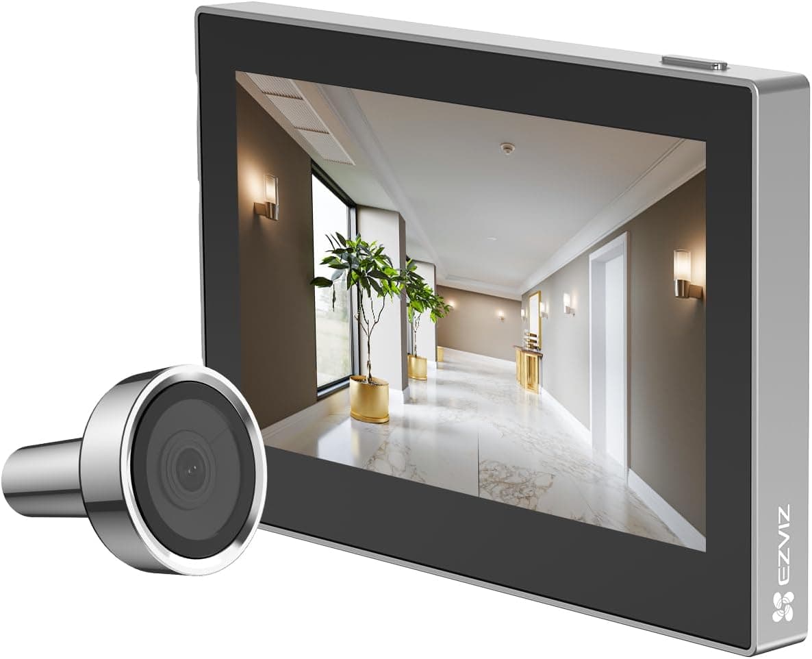 EZVIZ CP2 Spioncino Digitale a Batteria 1080P con Schermo a Colori da 4,3", Visione Grandangolare a 146°, Batteria Ricaricabile da 2200 mAh, WiFi 2.4 GHz, NO Rilevamento di Movimento, Colore Argento