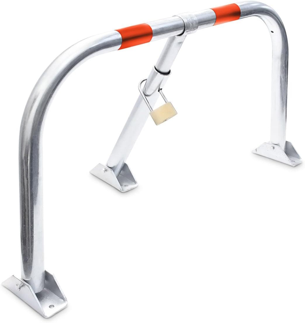 Relaxdays Barriera Parcheggio, Blocco Posto Auto, Archetto Dissuasore, Acciaio, 45x76x32 cm, Sbarra Posteggio, Argento