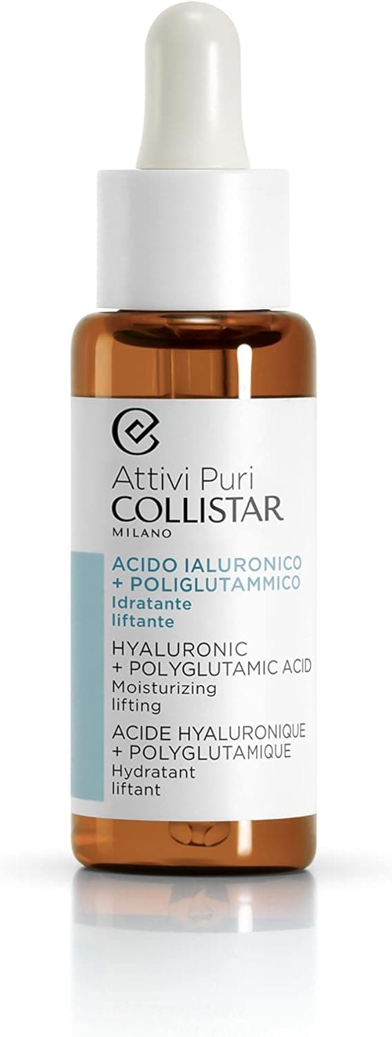 Collistar Attivi Puri, Acido Ialuronico + Poliglutammico, Trattamento in Gocce Idratante Liftante, Idrata in Profondità, Lifta e Minimizza le Rughe, Preserva l'Equilibrio del Microbioma Cutaneo, 30 ml
