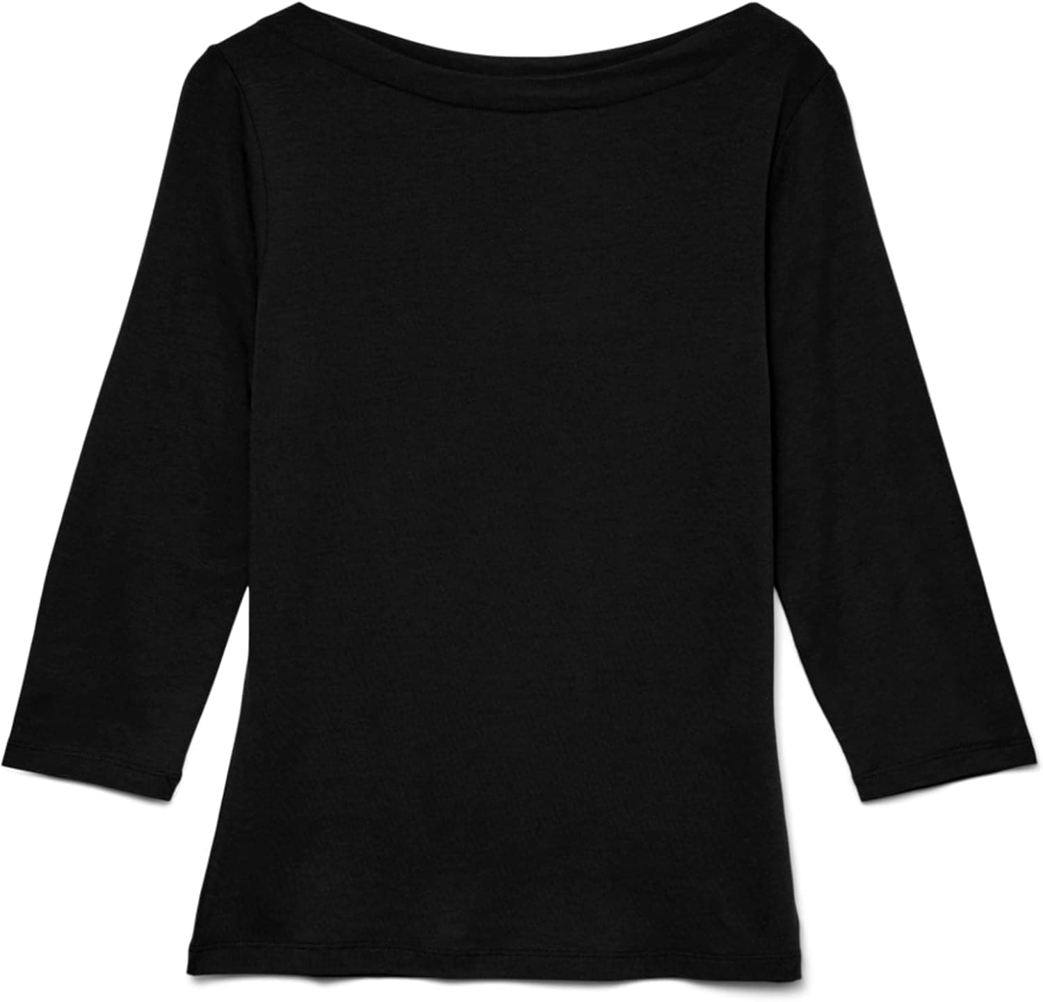 VERO MODA Donna Maglietta Elasticizzato a Manica 3/4, Scollo a Barca, Top Aderente, Manica Lunga.