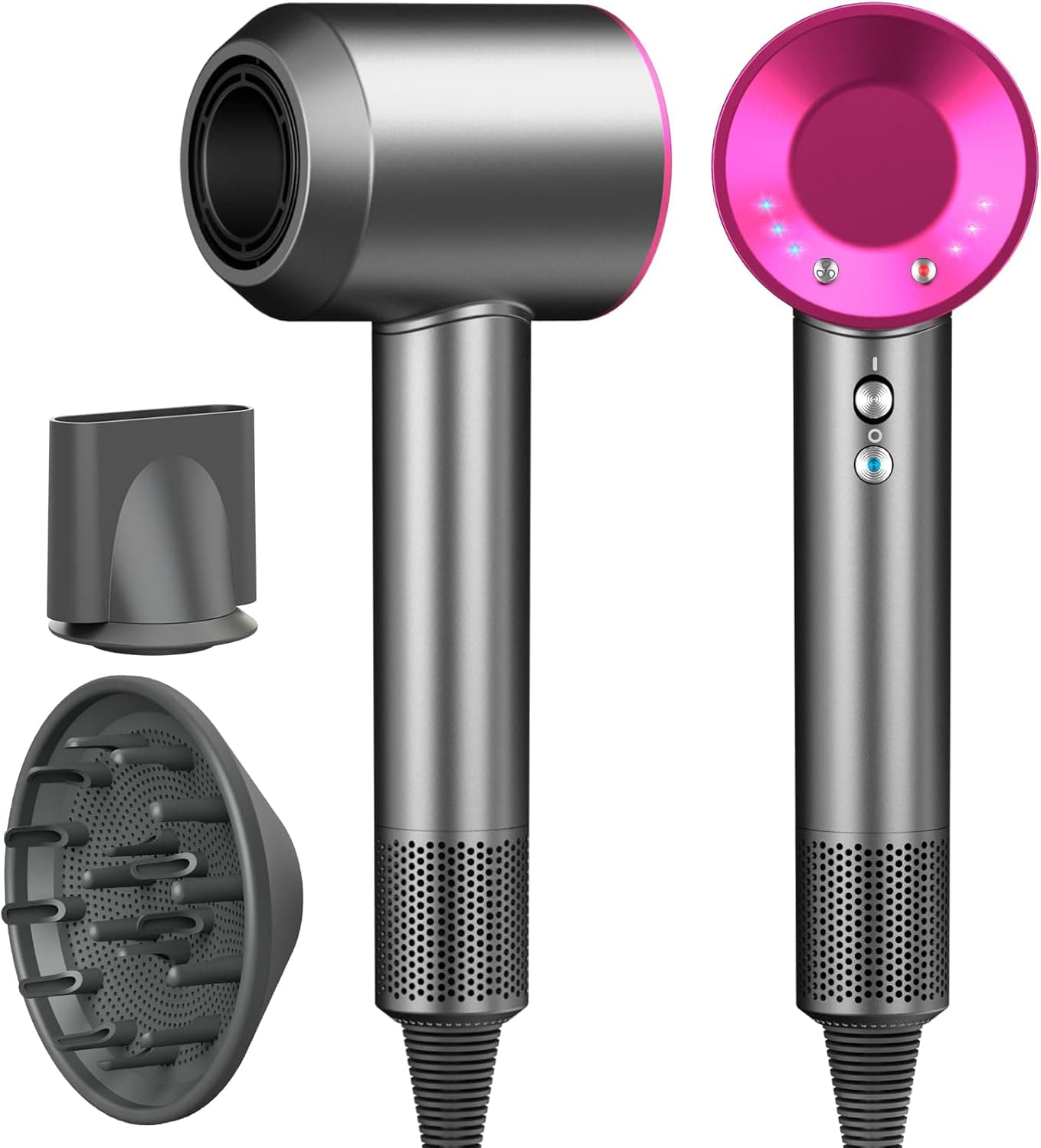 AIUNAOM Phon Capelli Professionale 160.000 giri/min, 500M Ioni Negativi, Accessori Magnetici, 3 Impostazioni Di Velocità e 4 Regolazioni Di Temperatura, Per Animali, Salone e Casa, Rosa