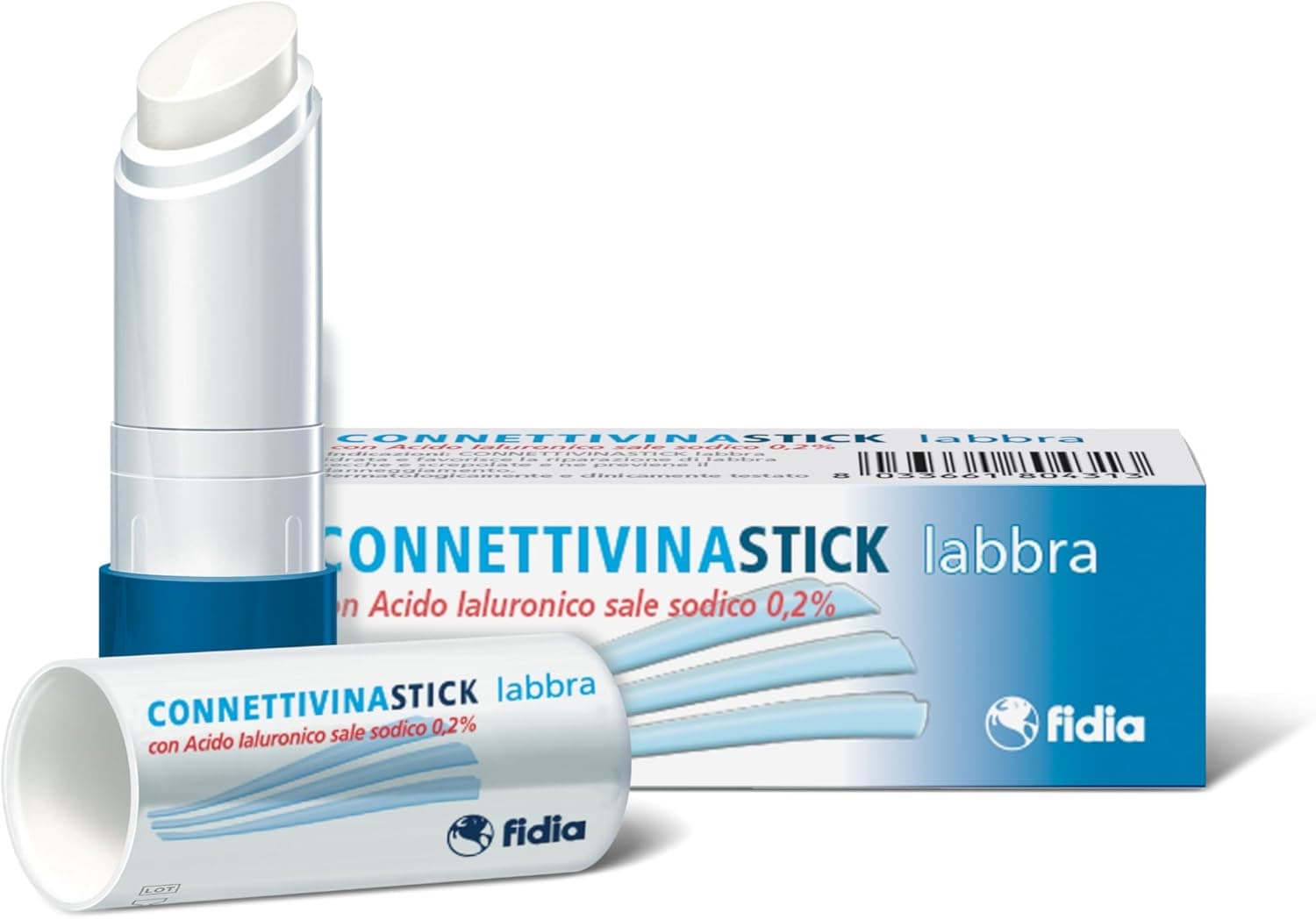 Fidia Farmaceutici ConnettivinaStick Labbra - Stick da 3g a Base di Acido Ialuronico 0,2%, per Labbra Danneggiate, Secche e Screpolate