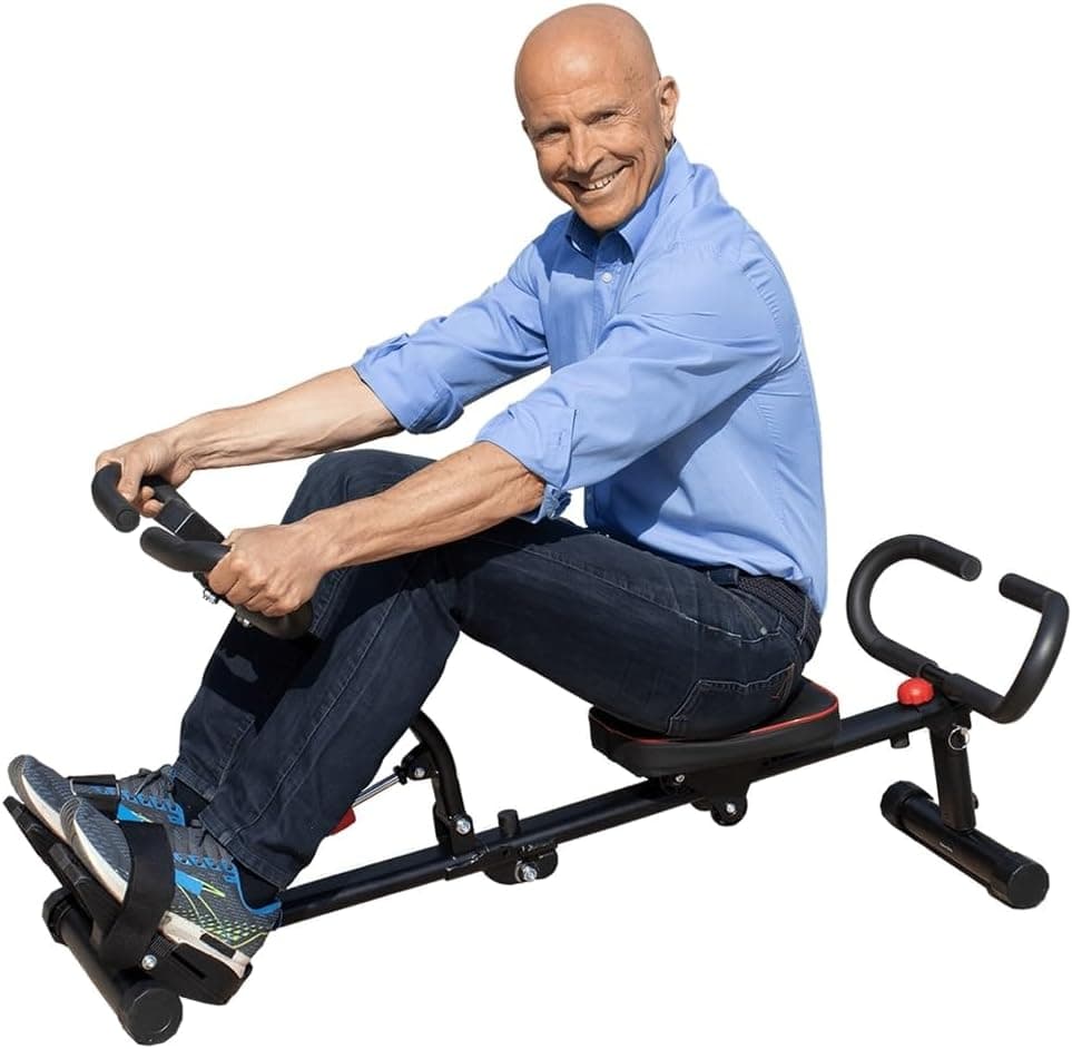GIORGIO MASTROTA Vogatore per casa Pieghevole Con Display e 12 Livelli di resistenza Salvaspazio e silenzioso Attrezzo Palestra Multifunzione Pettorali Glutei Addominali Gambe Braccia Aerobica