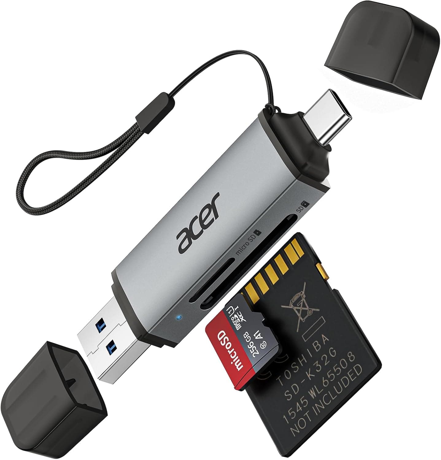 Acer Lettore di schede SD, adattatore per lettore di schede di memoria USB C e USB 3.0, supporta SD/Micro SD/SDHC/SDXC/MMC, compatibile con iPhone 17 Pro, MacBook Pro iPad Pro 2021, Pixel, XPS 13 ecc.