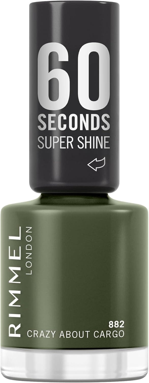 RIMMEL 60 Seconds Super Shine Smalto, Smalto asciugatura rapida, Colore vibrante, A lunga tenuta, 8 ml, Crazy About Cargo 882