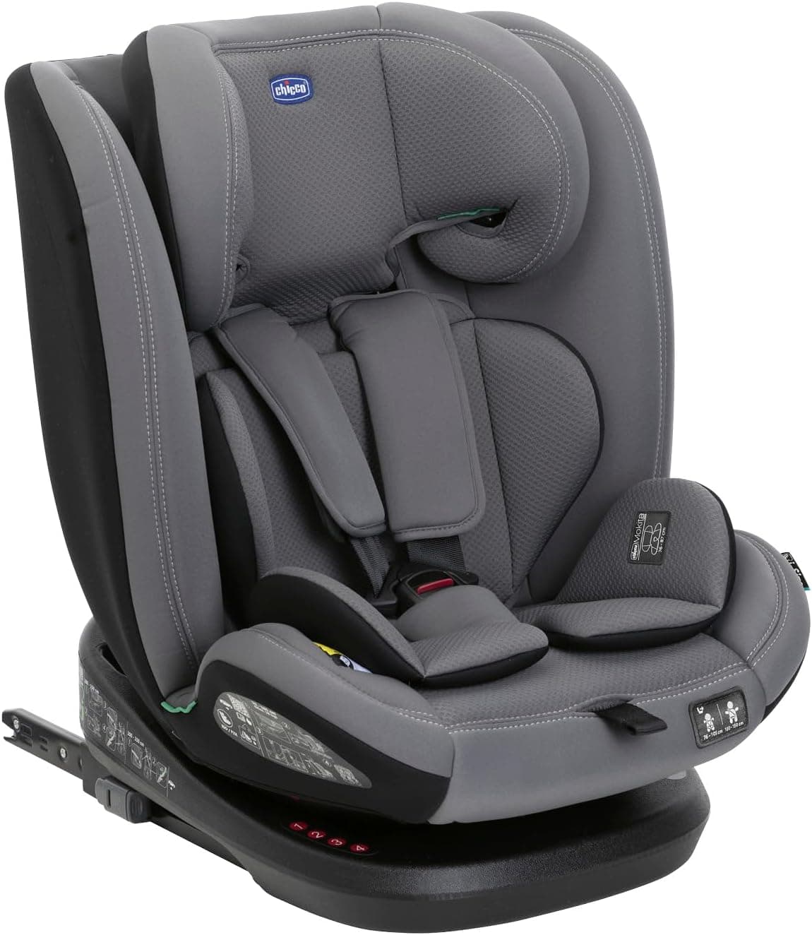Chicco Seggiolino Auto Mokita I-Size, con sistema Isofix, per bambini di altezza compresa tra 76 e 150 cm, utilizzabile a partire dai 15 mesi, Riduttore incluso, Grigio