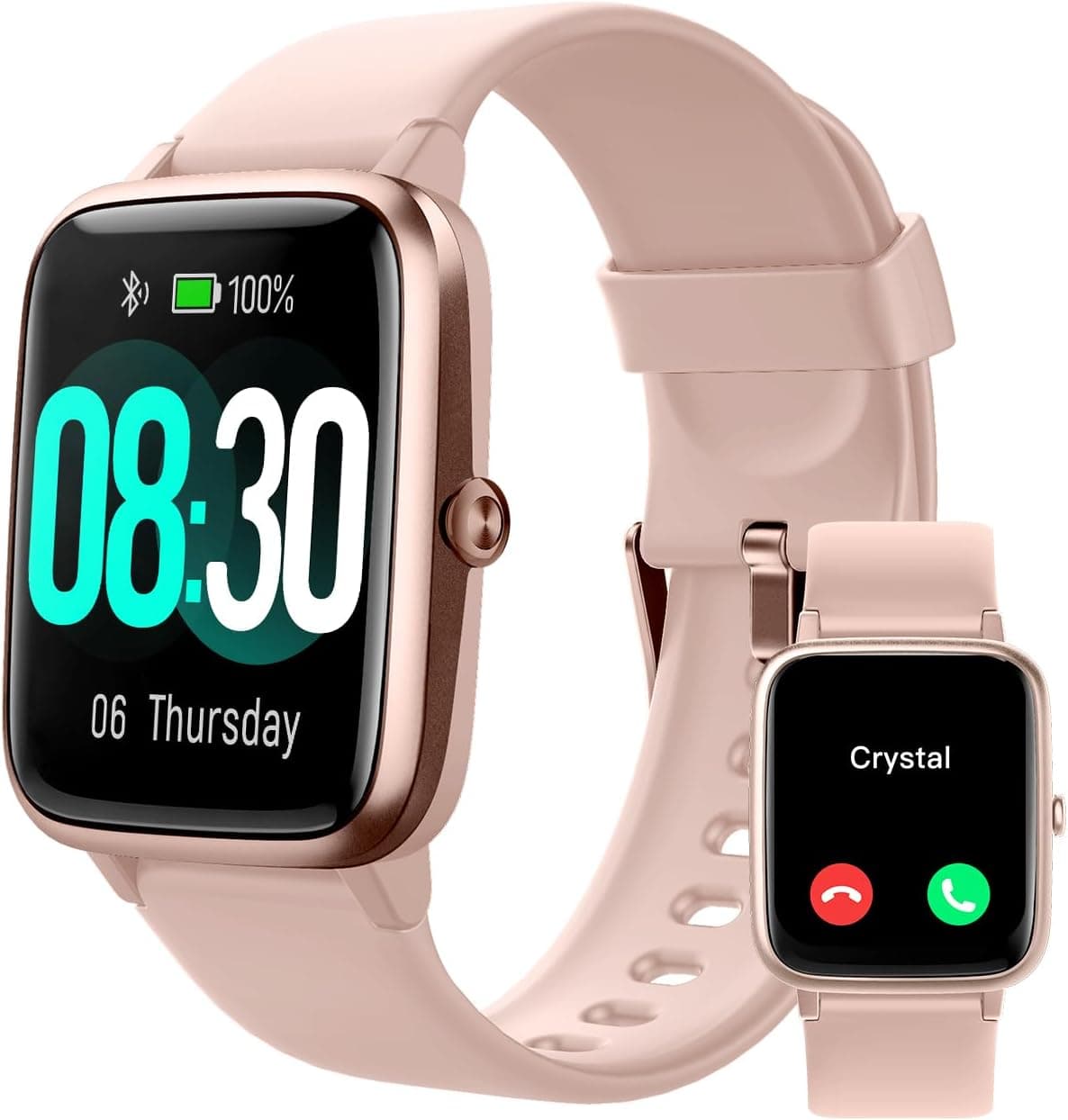 GRV Smartwatch Donna Chiamate e Risposta Orologio Fitness Contapassi Cardiofrequenzimetro da Polso Saturimetro Conta Calorie per Android iOS Ciclo Mestruale Notifiche 100 Modalità Sportivo Rosa