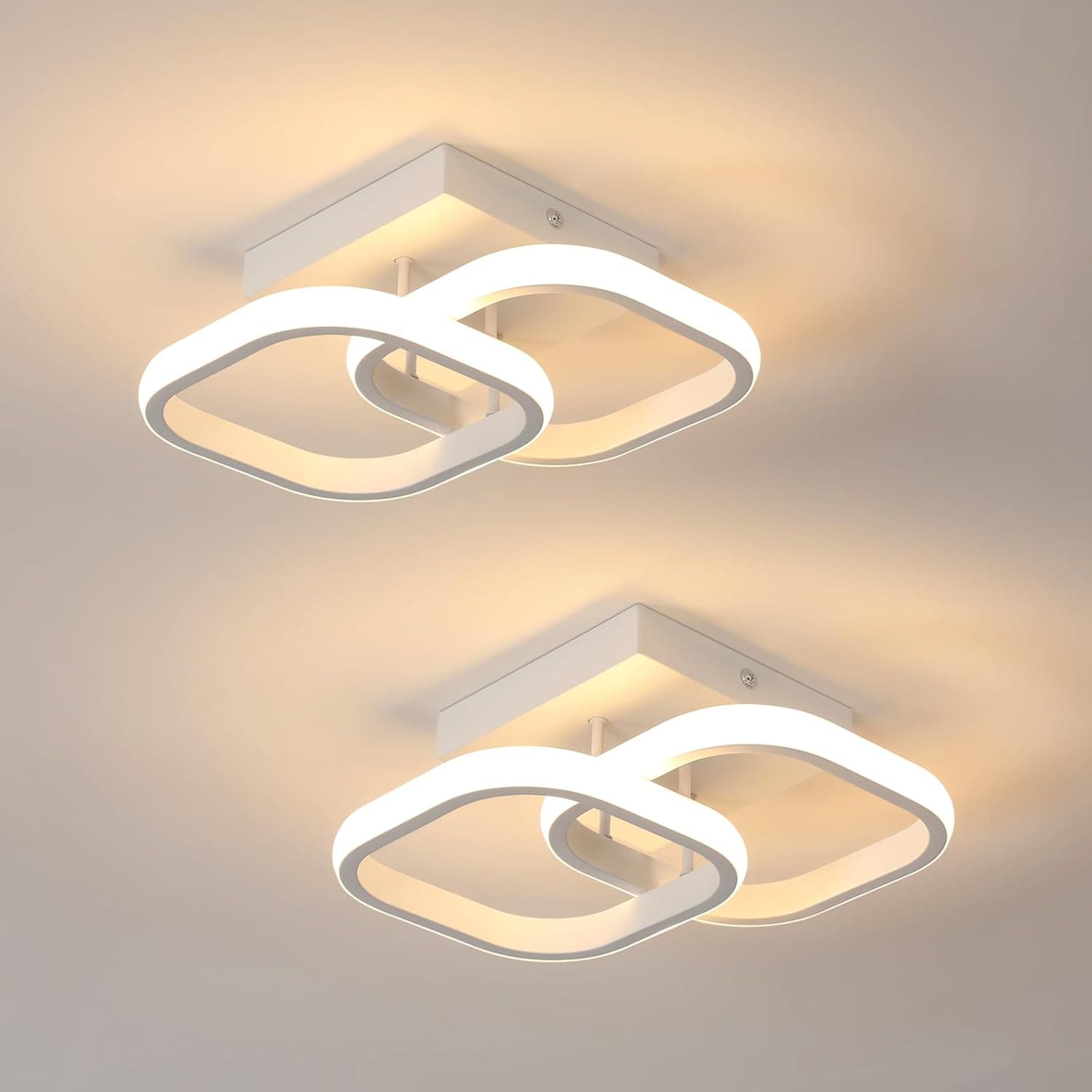 Comely 2 Pacchi Plafoniere a LED Moderne, 24W 2700LM Lampada da Soffitto a LED Quadrata Piccola, Luce Calda 3000K, 24cm