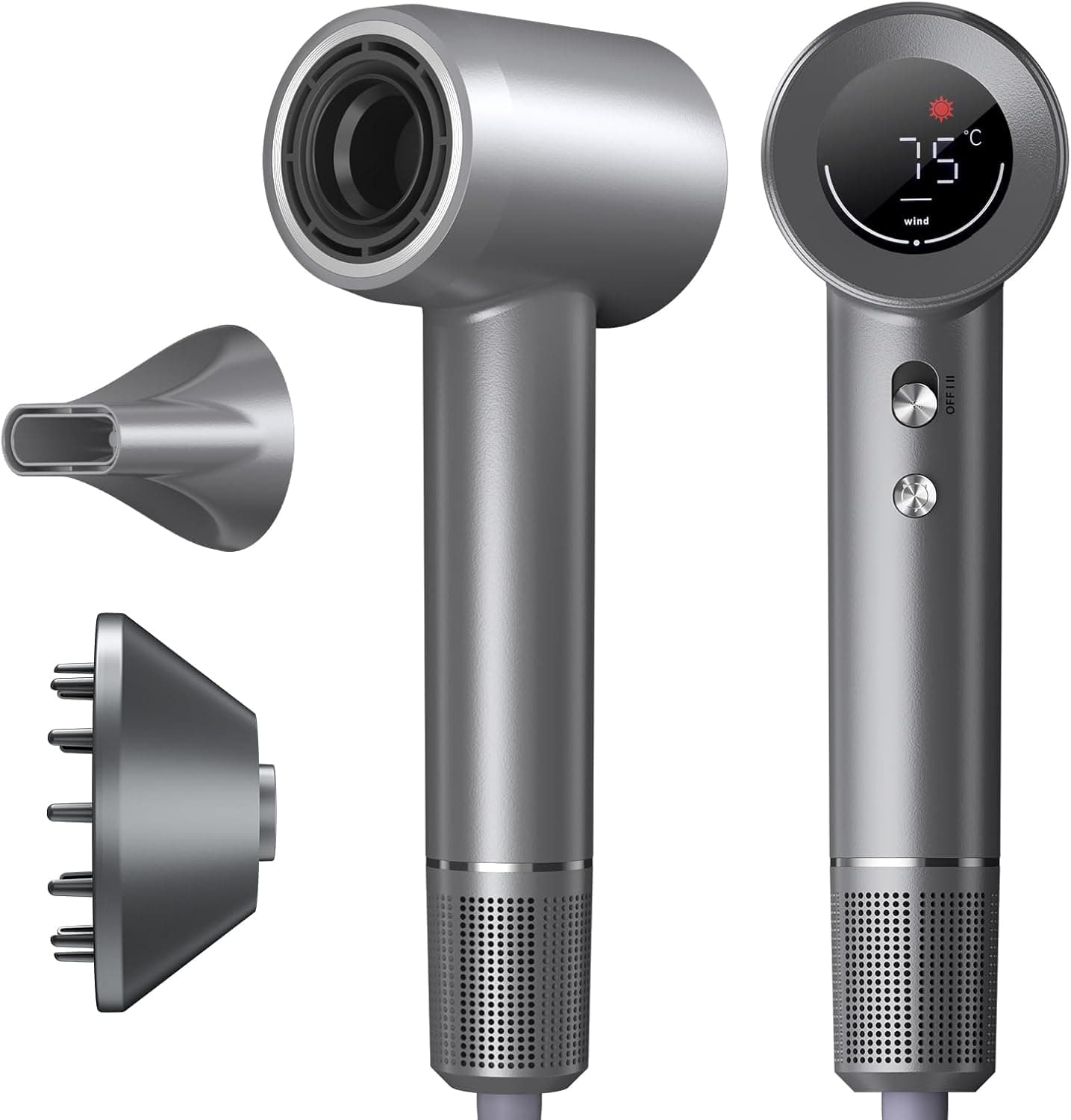 Asciugacapelli Ionico Professionale, 160.000 giri/min Phon Capelli Professionale Motore Senza Spazzole da 1600W, Asciugacapelli da 57 dB, Asciugatura Rapida con Ugello Magnetico
