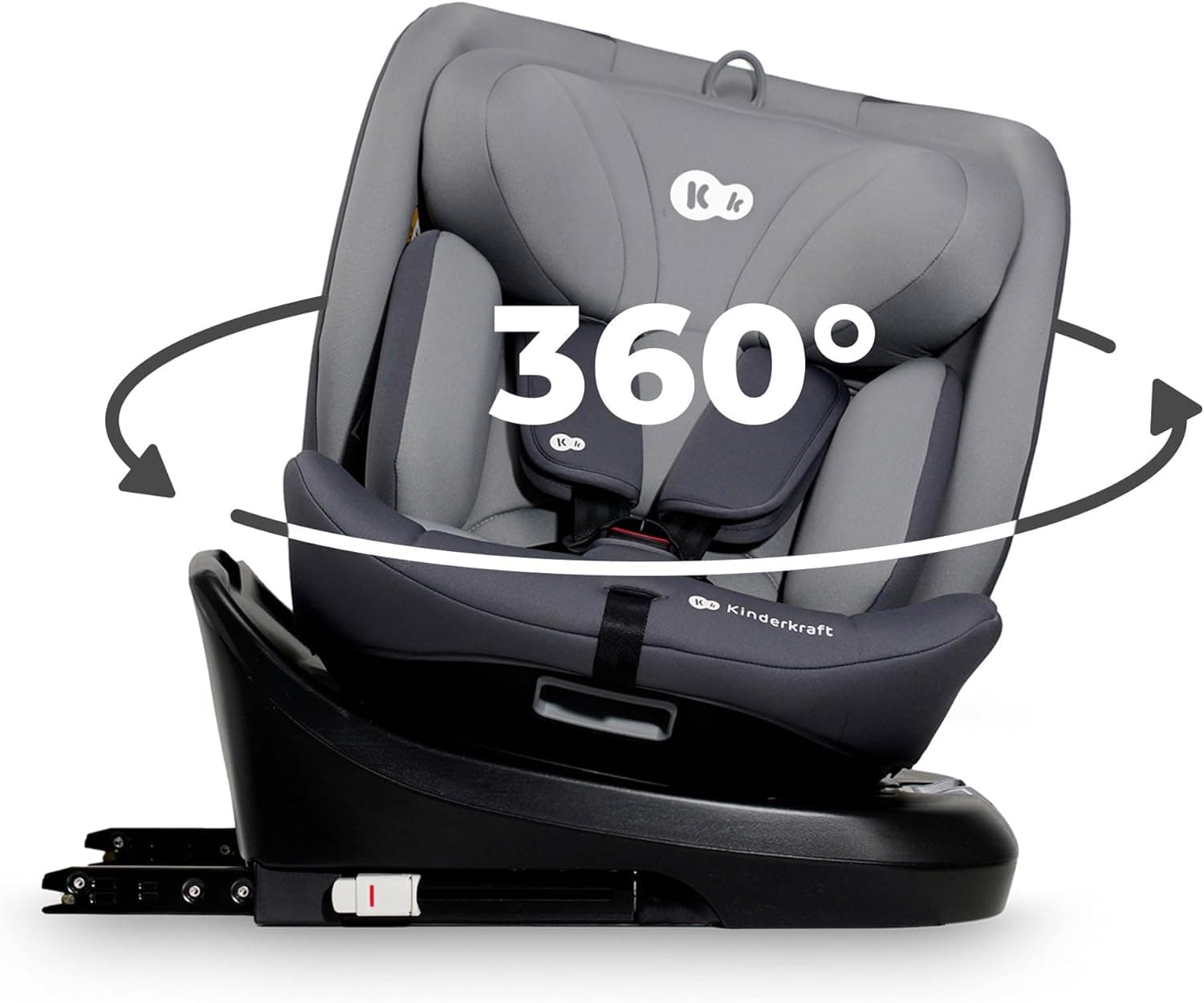 Kinderkraft I-GROW Seggiolino auto 0-36 kg, I-SIZE 40-150 cm, Seggiolino 360 girevole, con Isofix Base, Reclinabile Posizione sdraiata, Poggiatesta regolabile, Gruppo 0 1 2 3, Grigio