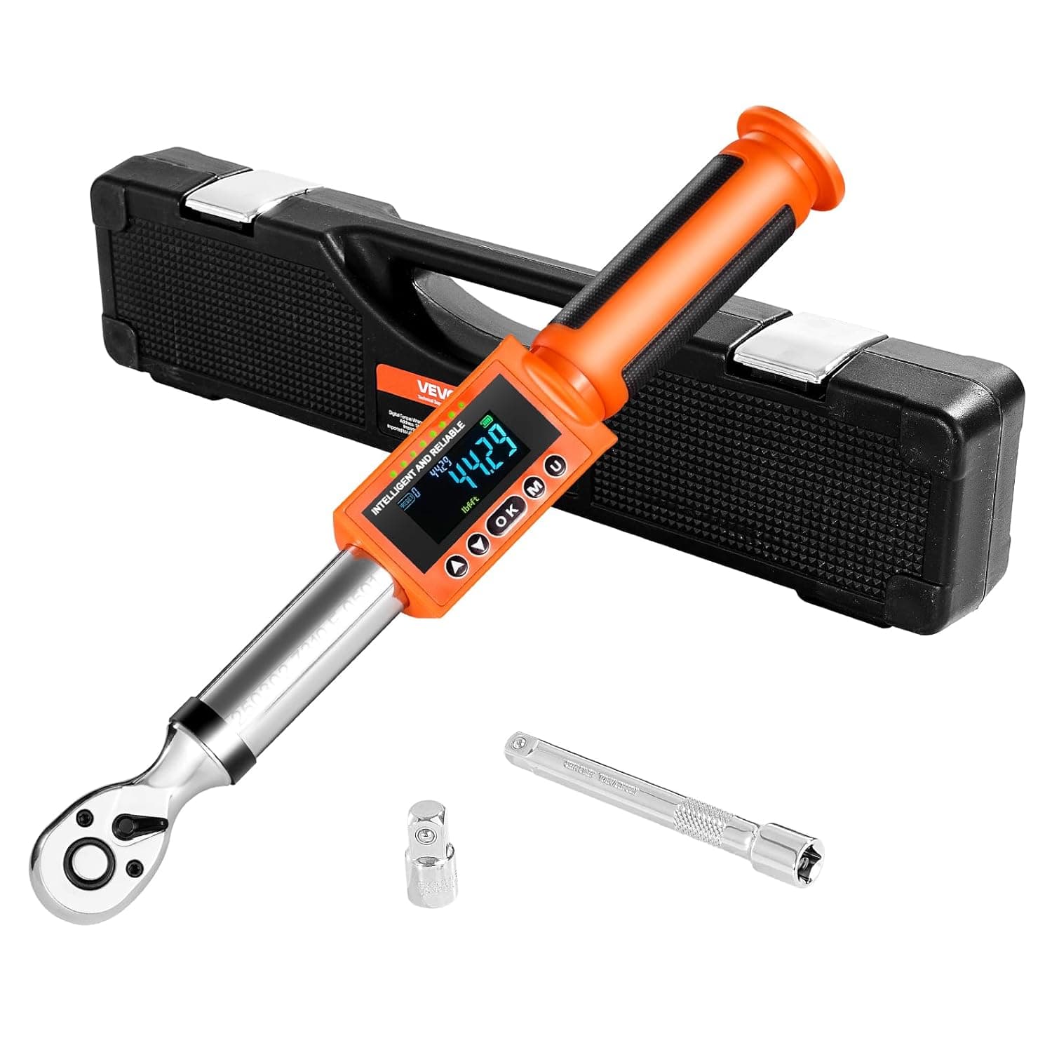 VEVOR Chiave Dinamometrica Digitale, 0-99,57 lbf-ft e 0-135 N.m Chiave Dinamometrica Elettronica ad Alta Precisione, 72 Denti, con Valore Preimpostato, Cicalino e Notifica LED, per Auto e Moto