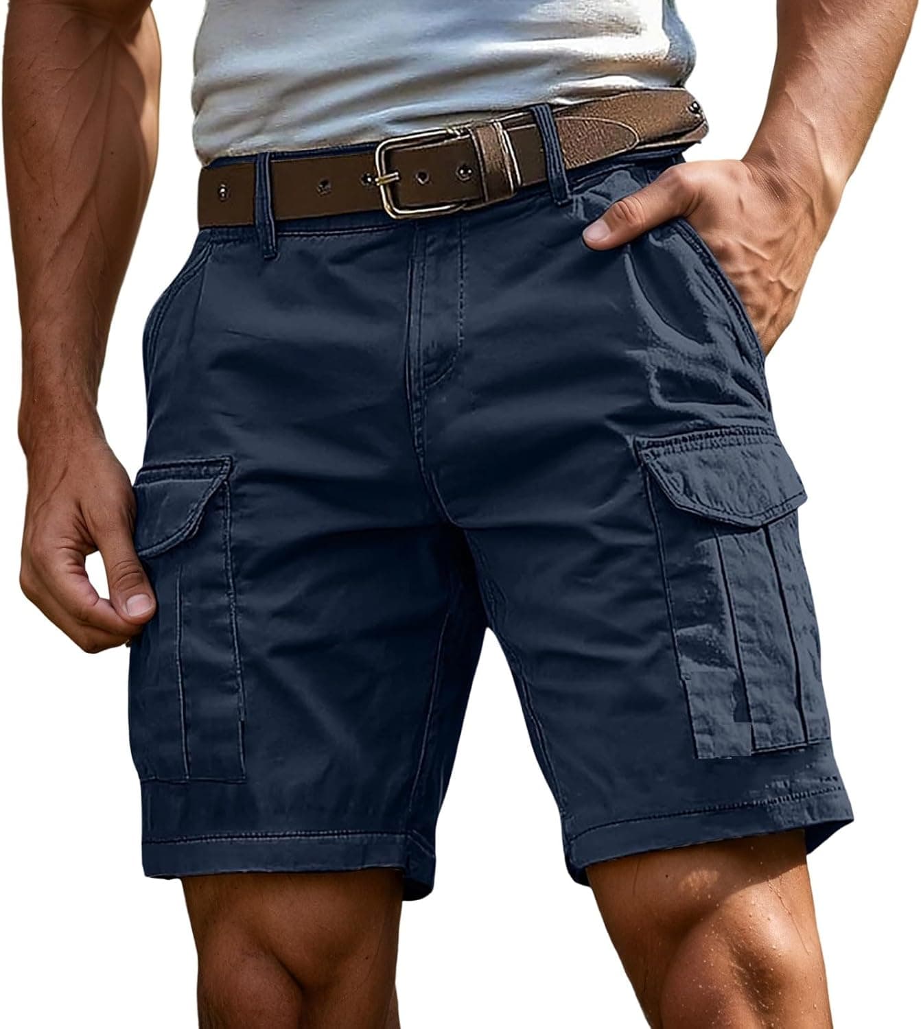 Generico Pantaloncini Uomo Bermuda Uomo Estivi Cargo Shorts con Tasche Laterali Pantaloni Corti Slim Fit Multi Tasche Tasconati Pantaloni Leggeri Sportivi S-4XL