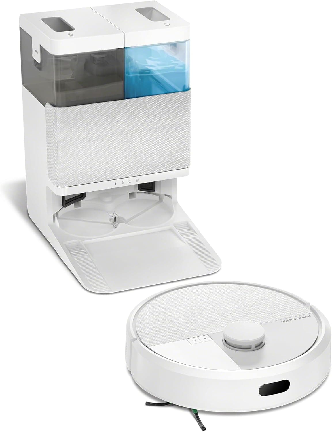 iRobot Roomba Plus 405 Combo + Stazione AutoWash, Robot Aspirapolvere Lavapavimenti, LiDAR, Rilevamento Tappeti, Previsione Pulizia Pavimento, DualClean, SmartScrub, Controllo Vocale e App, Bianco