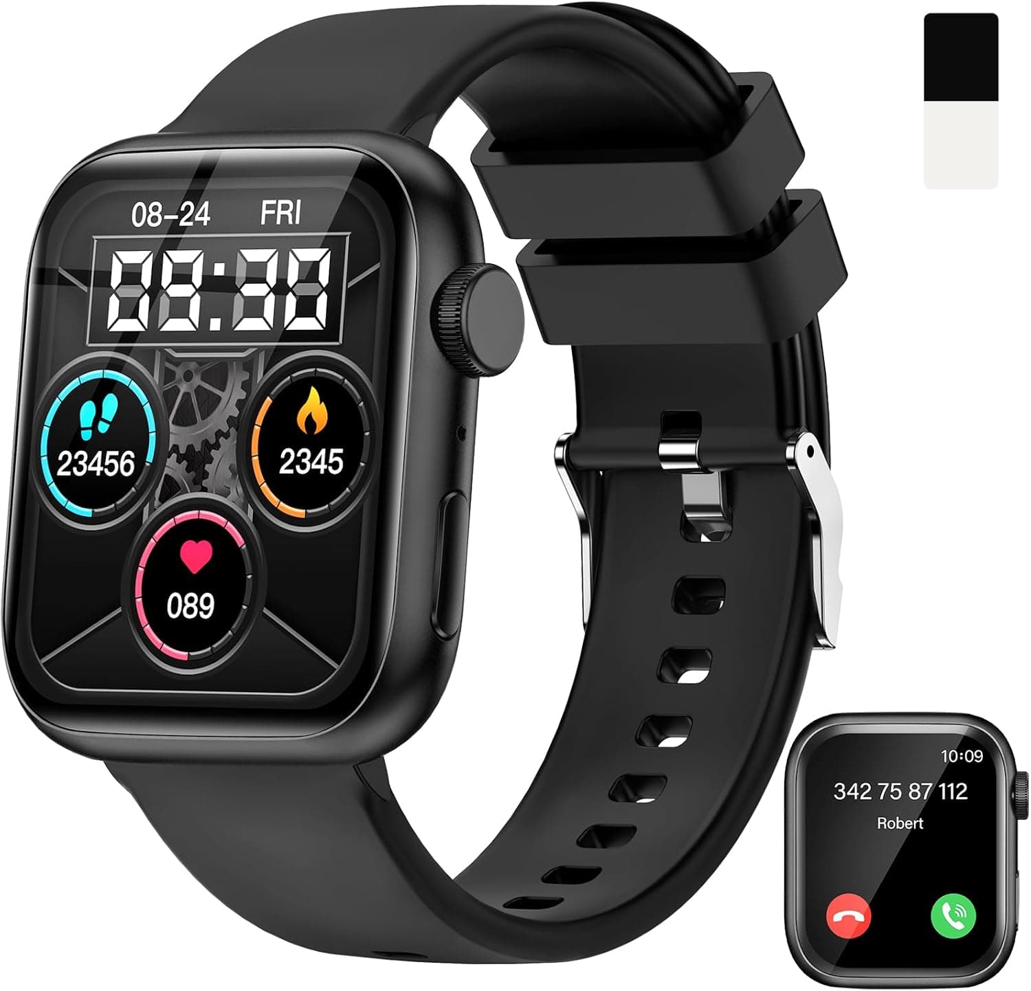 Smartwatch Uomo Donna, 1.85" Orologio Smartwatch con Chiamare/Rispondere, Molteplici modalità Sportive con Contapassi/Sonno/Cardiofrequenzimetro, IP68 Smart Watch per Andorid iOS
