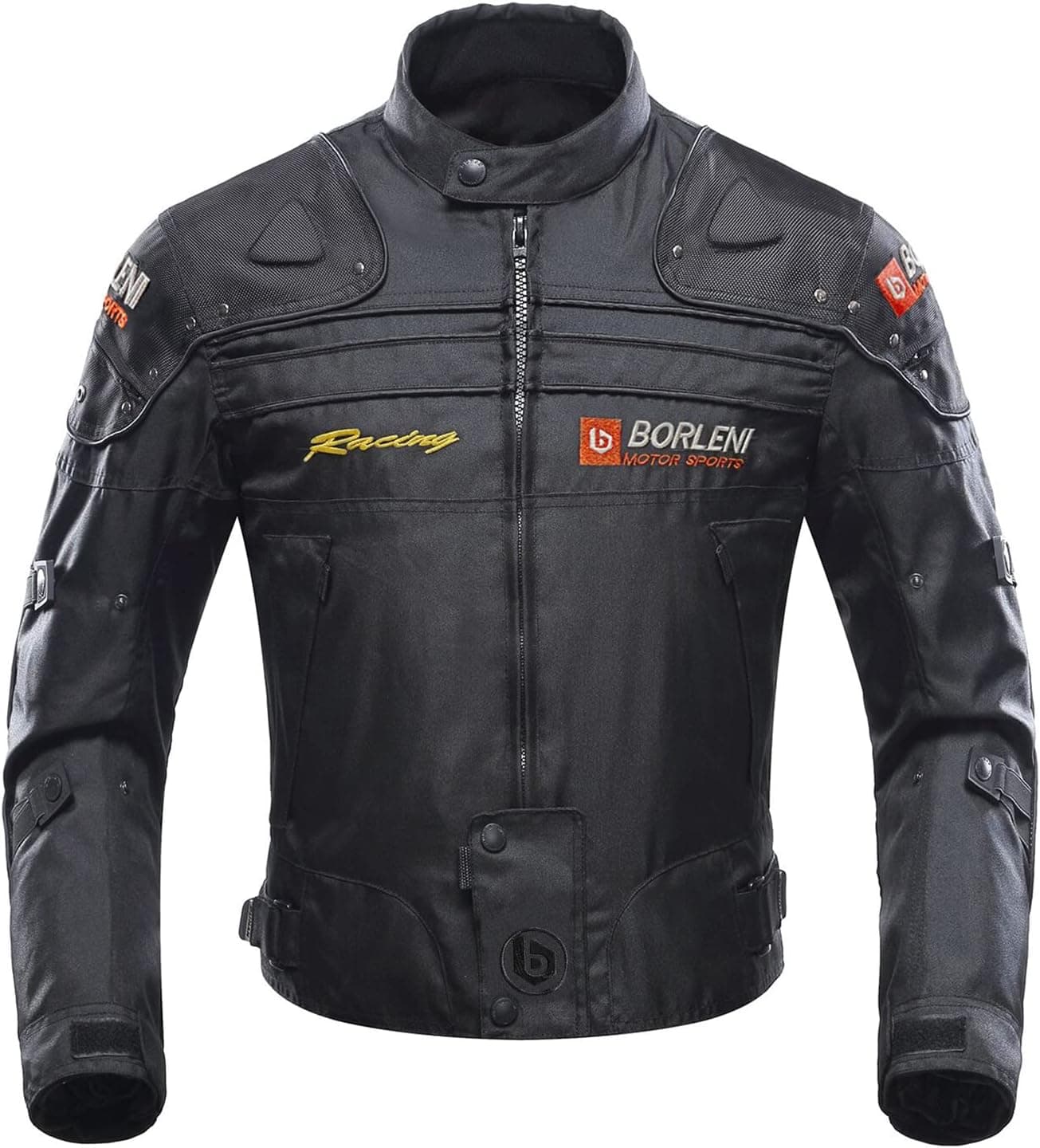 BORLENI Giacca da Moto Uomo Tutte le Stagioni Giubbotto Motociclista con Protezioni CE Gilet Termico Removibile Antivento per Donna Nero M