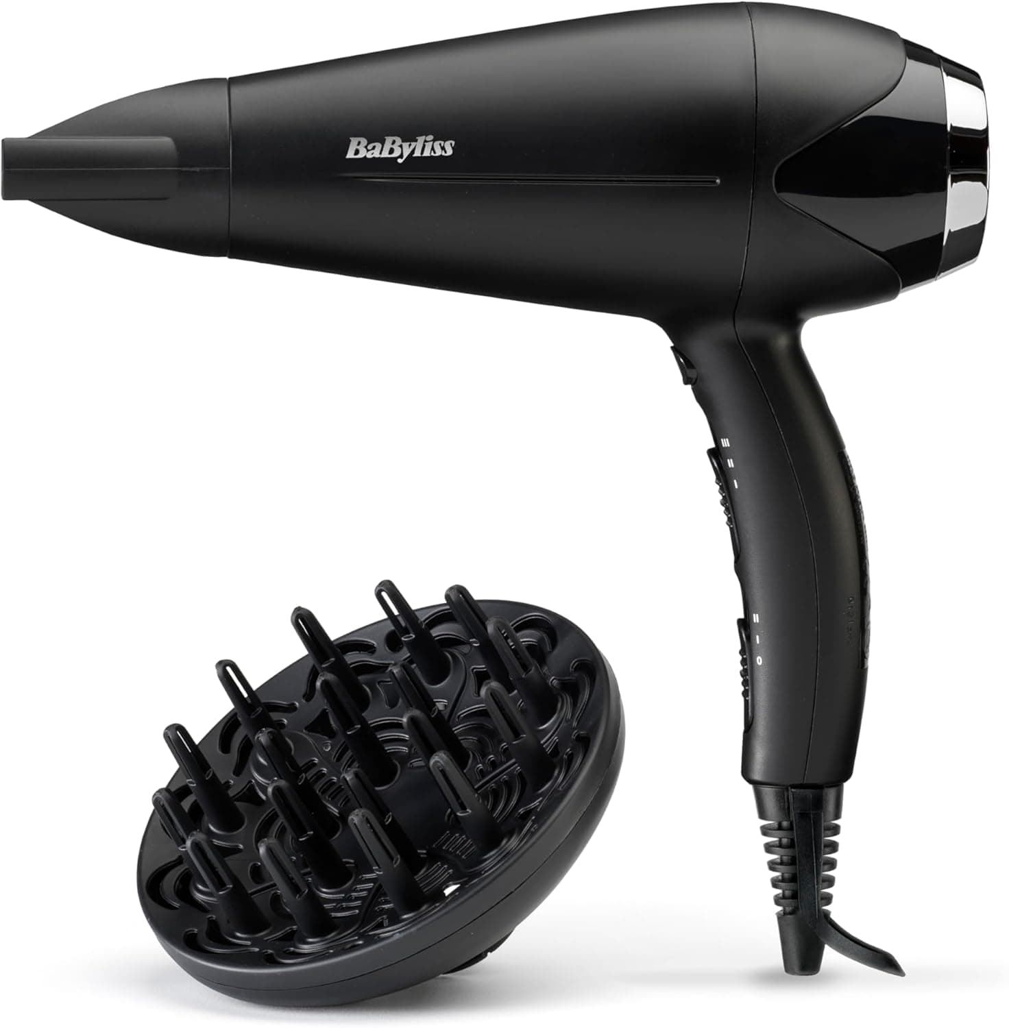 BaByliss Asciugacapelli Turbo Smooth 2200W, Phon Capelli Professionale, Diffusore Capelli Ricci, Funzione Ionica Anti-Crespo E Tecnologia Ceramica, Nero, D572DE