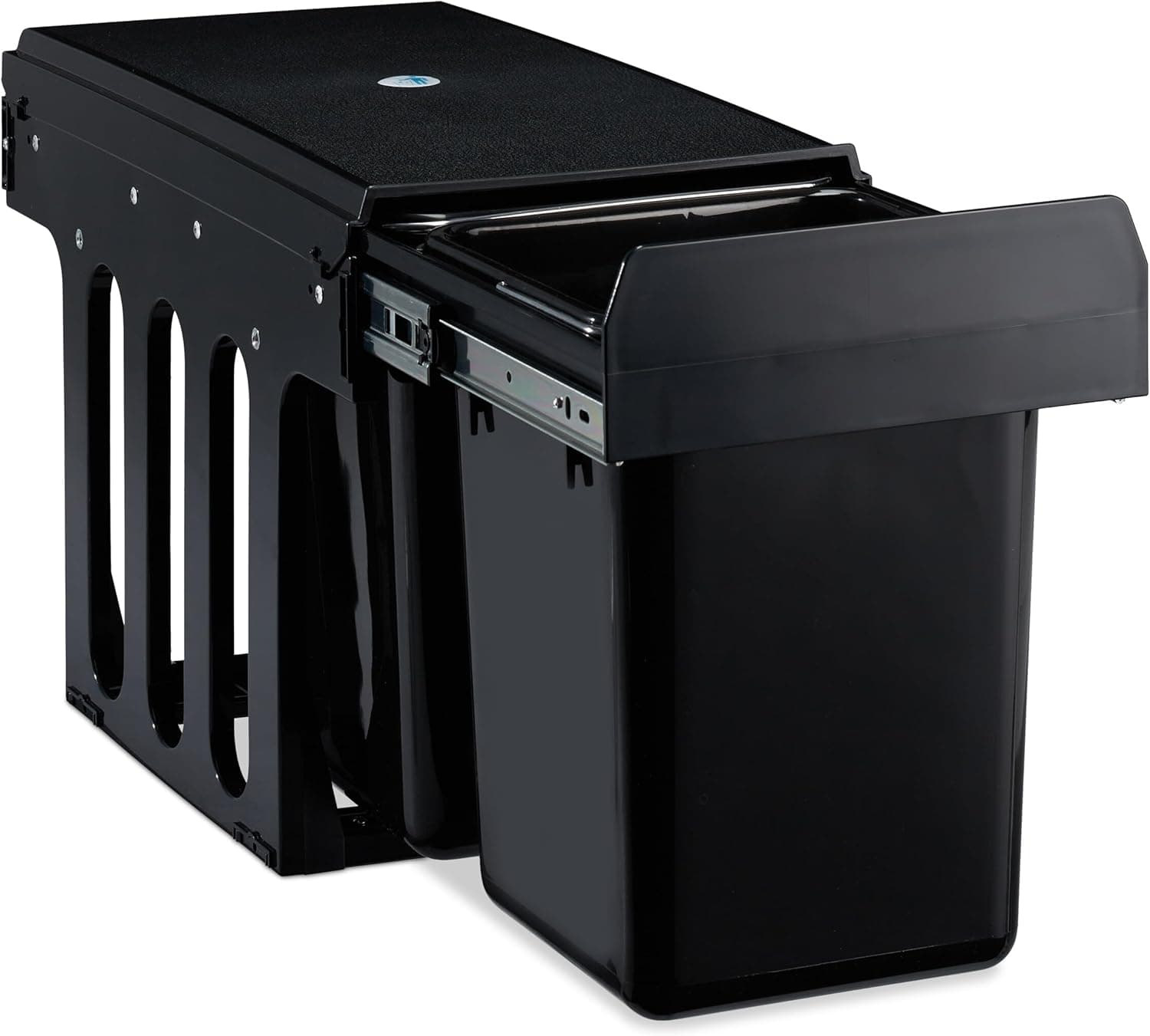 Relaxdays Pattumiera Estraibile con 2 Secchi, Bidoni Raccolta Differenziata Sotto Lavello, 2x 8 l, 35,5x25x47 cm, nero