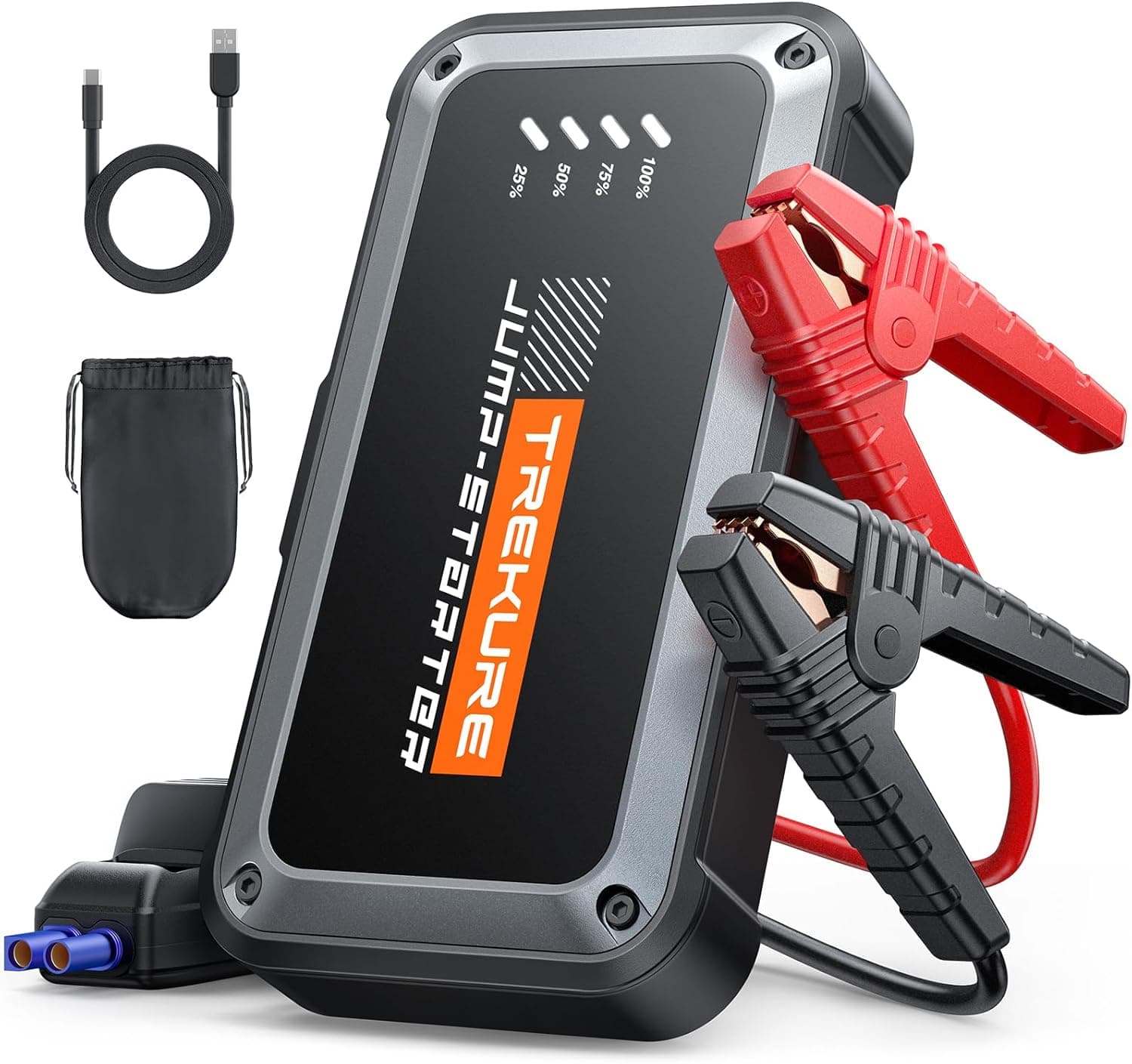 TREKURE Avviatore Batteria Auto 5000A 16800mAh, Avviatore di Emergenza per Auto per Motori 9.0L Benzina e 8.5L Diesel, Portatile 12V Booster Avviamento con Torcia, Cavo di Avviamento, Ricarica USB