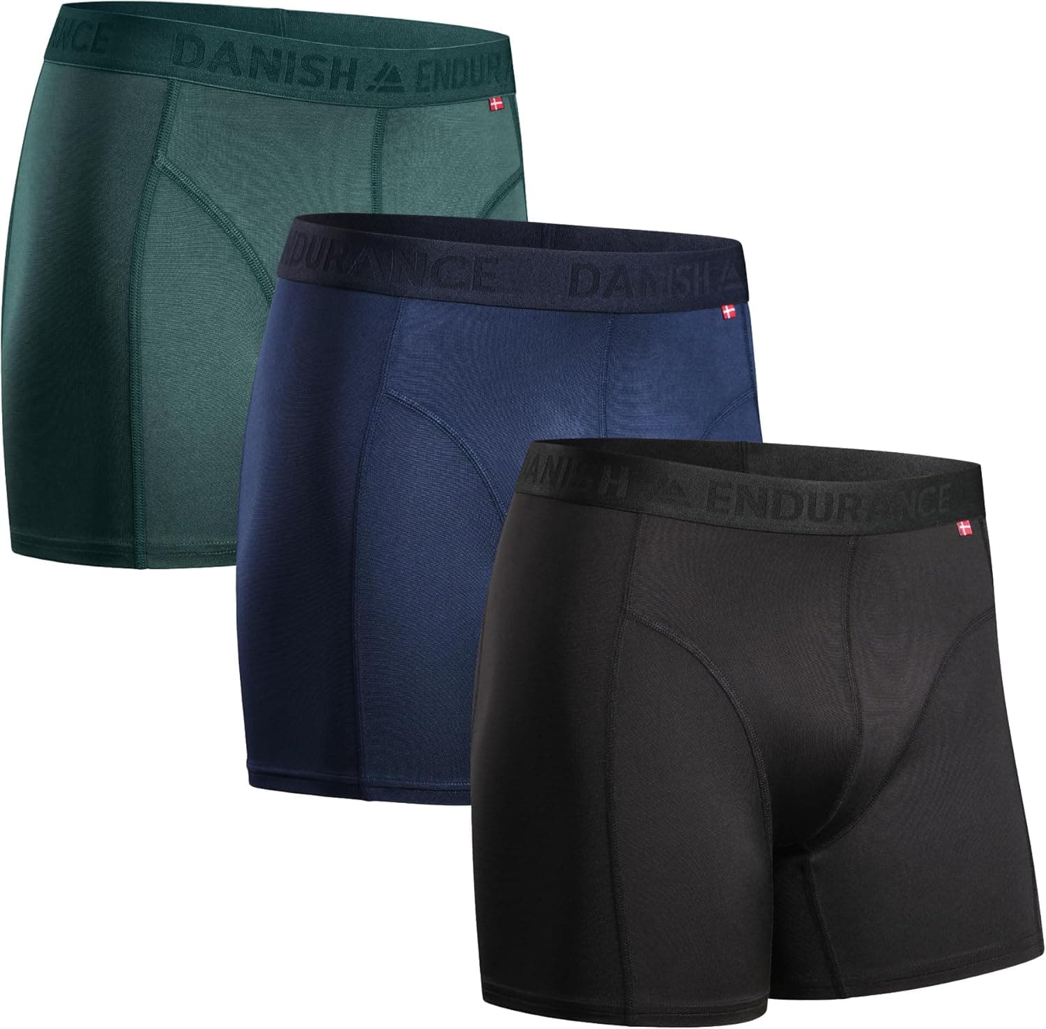 Danish Endurance Men's Sports Trunks 3-Pack Extra Long Boxer Corti Uomo (Pacco da 3)