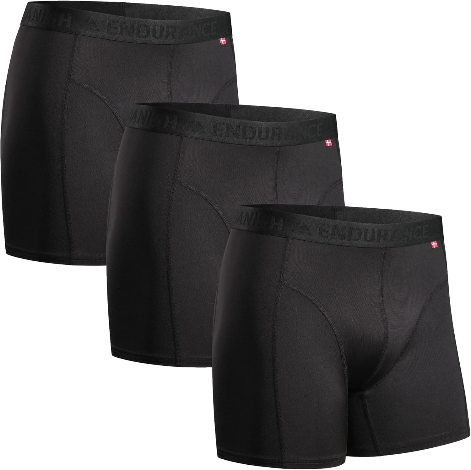 Danish Endurance Men's Sports Trunks 3-Pack Extra Long Boxer Corti Uomo (Pacco da 3)