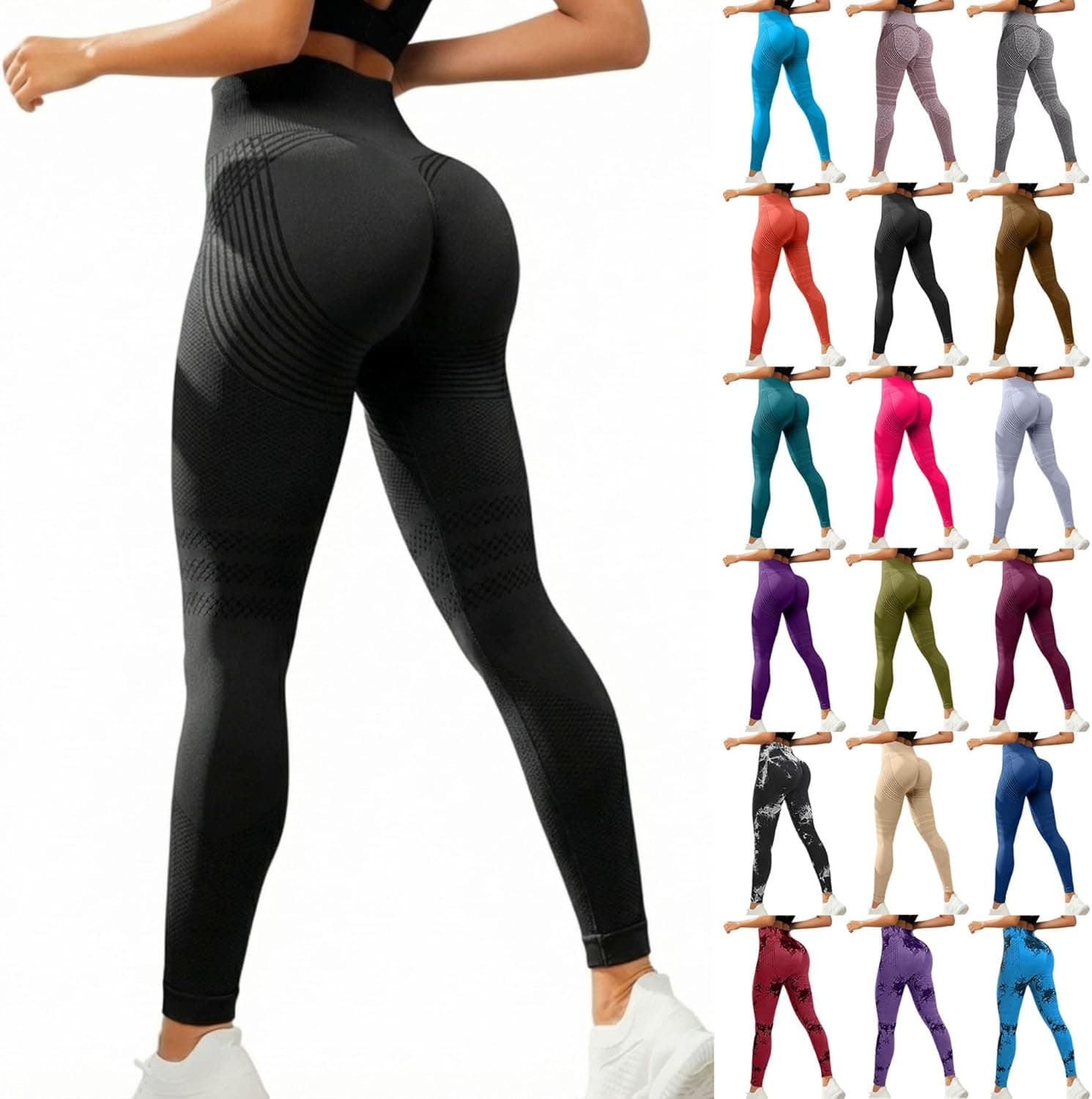 Leggings 3D Anticellulite Donna Collant Sportivi Drenanti a Compressione Graduata Push Up Pantaloni da Palestra per Yoga Fitness e Pilates