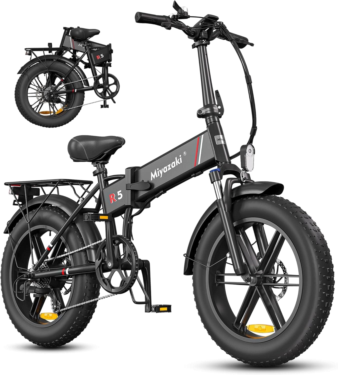 Miyazaki Bicicletta Elettrica Pieghevole per Adulti – Ebike con Motore Brushless – Batteria Rimovibile 48V 14Ah – Bicicletta Elettrica Pieghevole con Pneumatici Fat 20"×4.0" – Telaio in Alluminio Aero