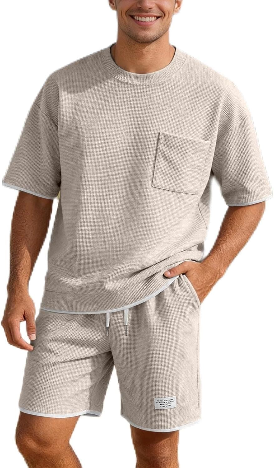 Generico Completo Estivo Uomo 2 Pezzi - Tuta Estiva Casual Per Spiaggia Completi Tute Da Ginnastica T Shirt Manica Corta + Pantaloni Set Leggera Completi Sportivi Magliette Uomo Corta Scollo Tondo